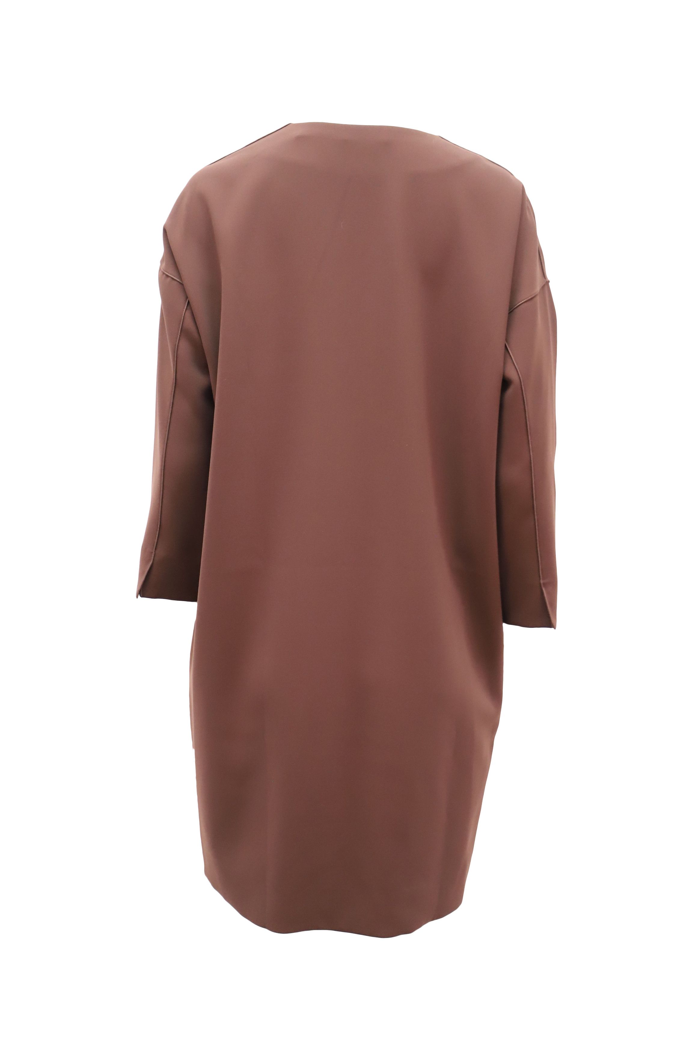 Vince Vince Midi Sack Dress with Front Zipper In Brown Polyester Size XS / US 0-2 / IT 36-38 - 2 Thumbnail