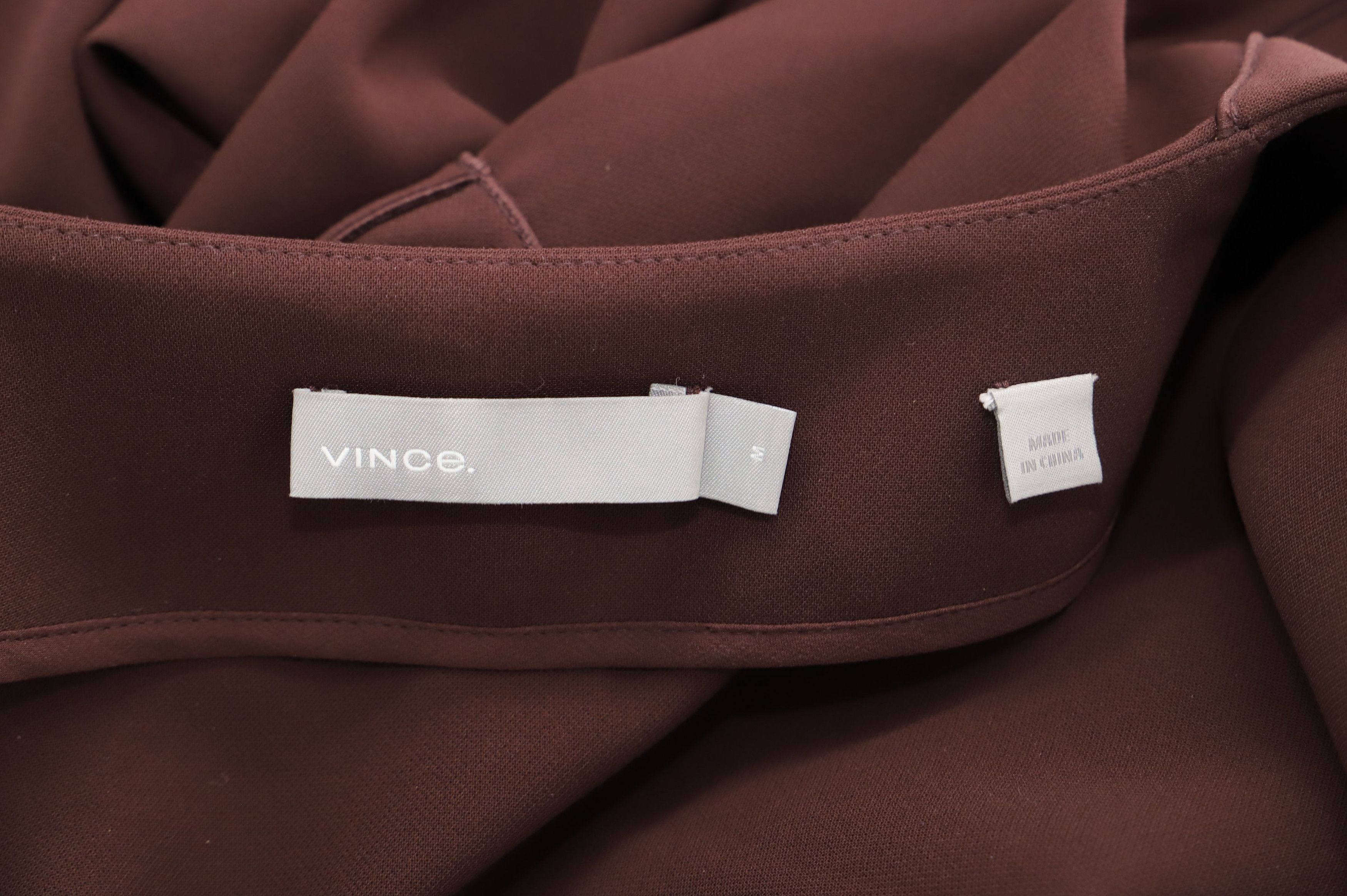 Vince Vince Midi Sack Dress with Front Zipper In Brown Polyester Size XS / US 0-2 / IT 36-38 - 3 Thumbnail
