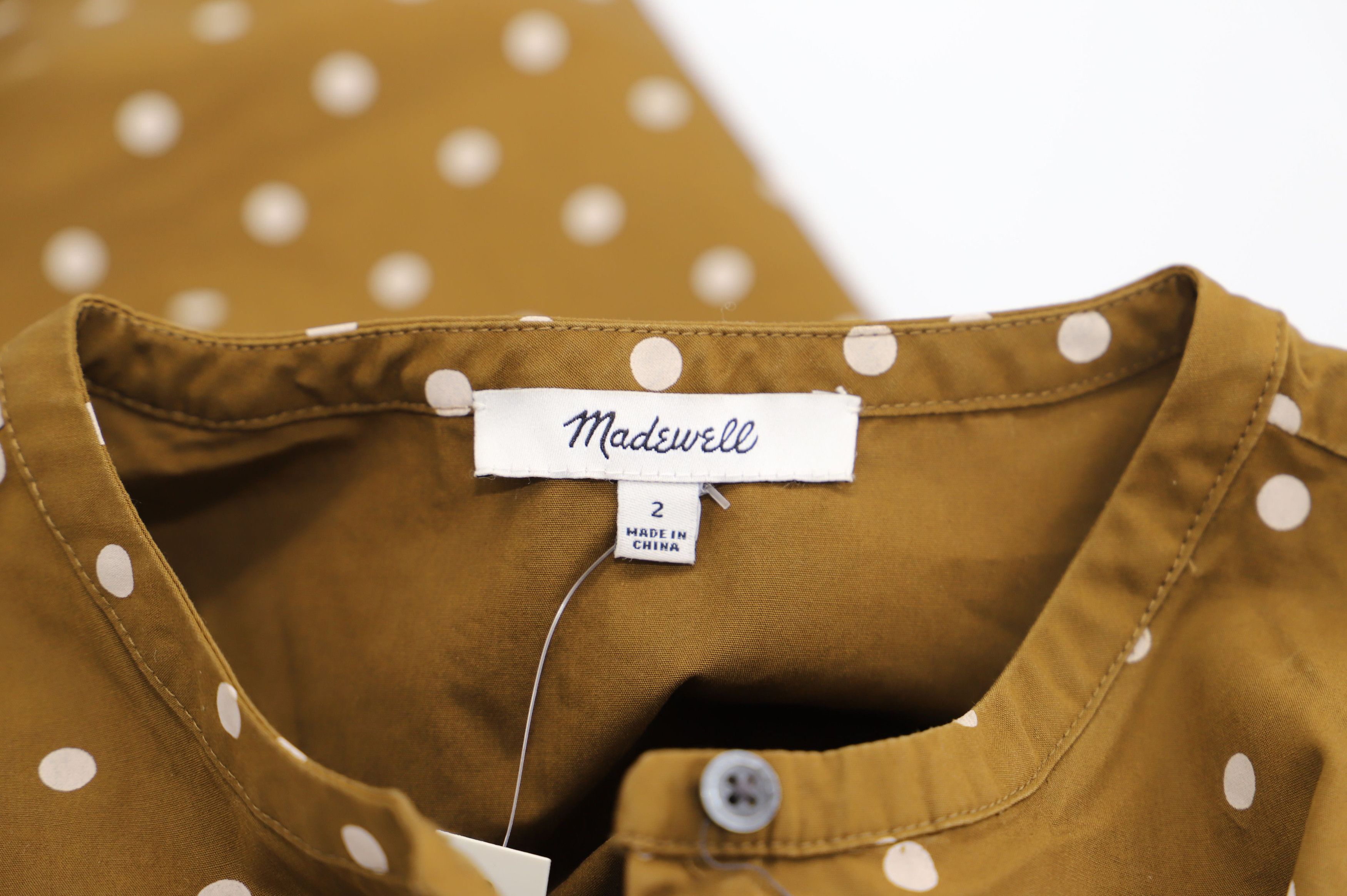 Madewell Madewell Sleeveless Dress Polka-Dot Print in Tan Cotton Size XXS / US 00 / IT 34 - 3 Thumbnail
