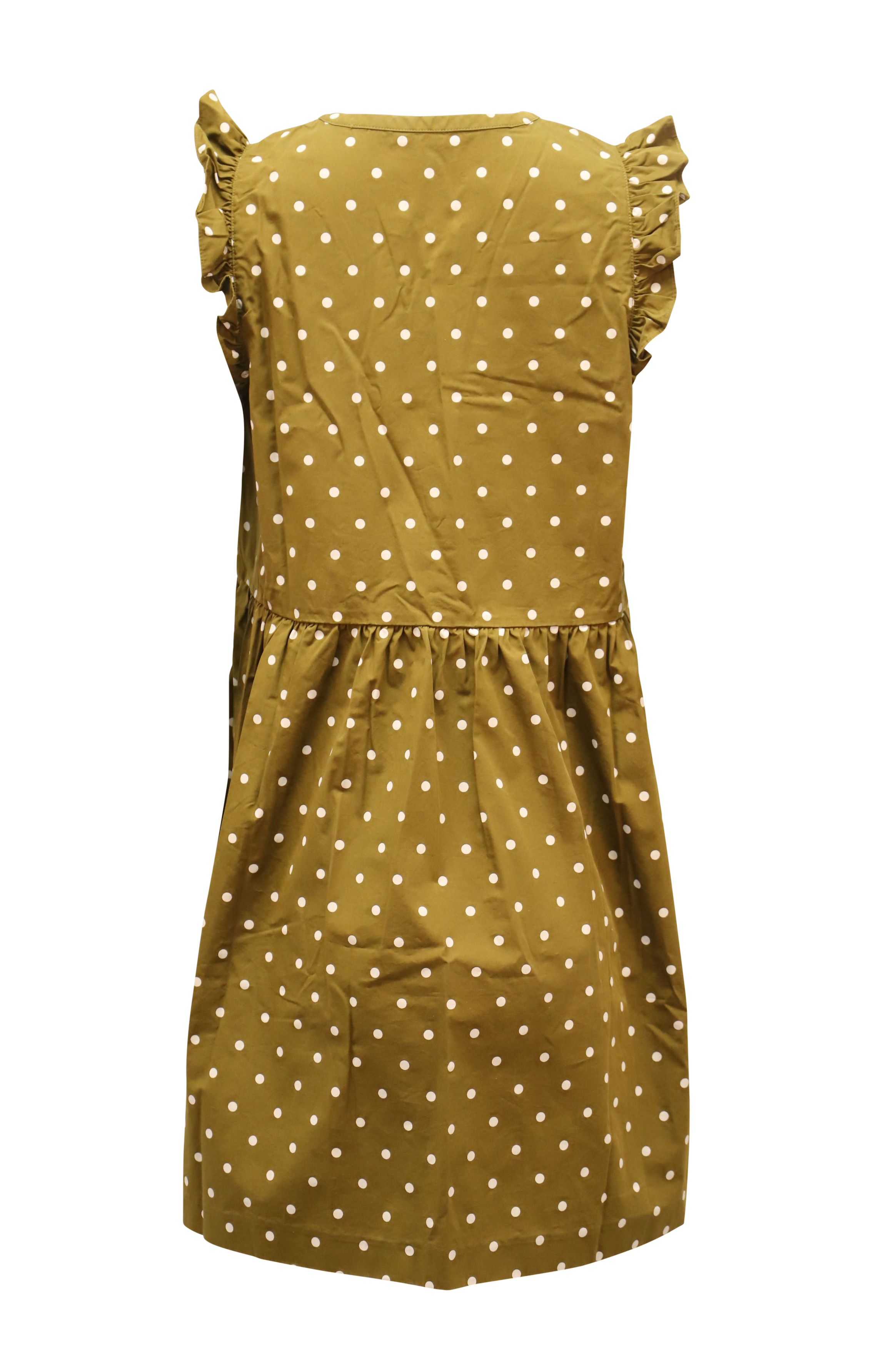 Madewell Madewell Sleeveless Dress Polka-Dot Print in Tan Cotton Size XXS / US 00 / IT 34 - 2 Thumbnail