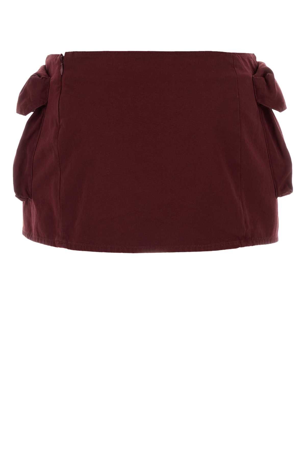 Miu Miu Burgundy Cotton Mini Skirt Size 27" / US 4 / IT 40 - 2 Thumbnail