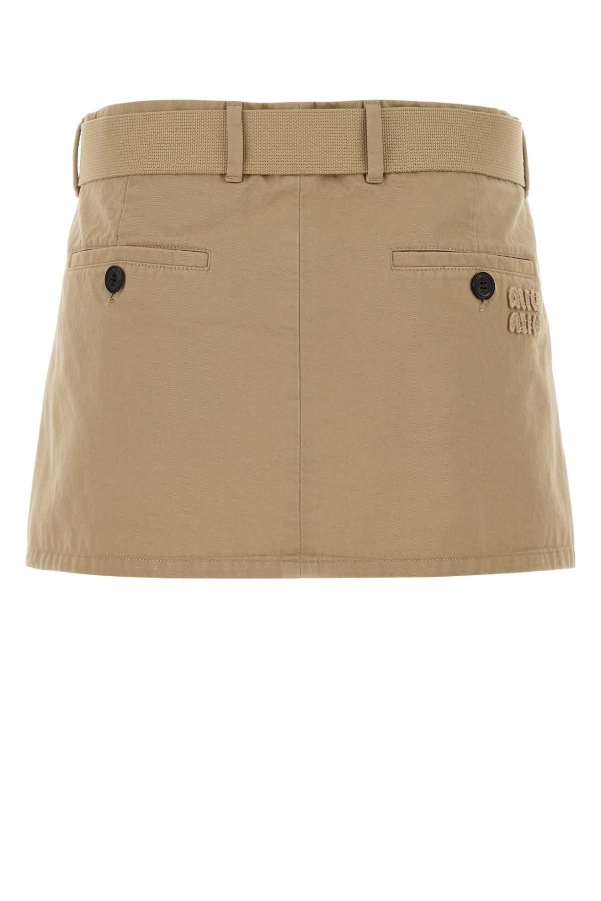 Miu Miu Beige Gabardine Mini Skirt Size 28" / US 6 / IT 42 - 2 Thumbnail