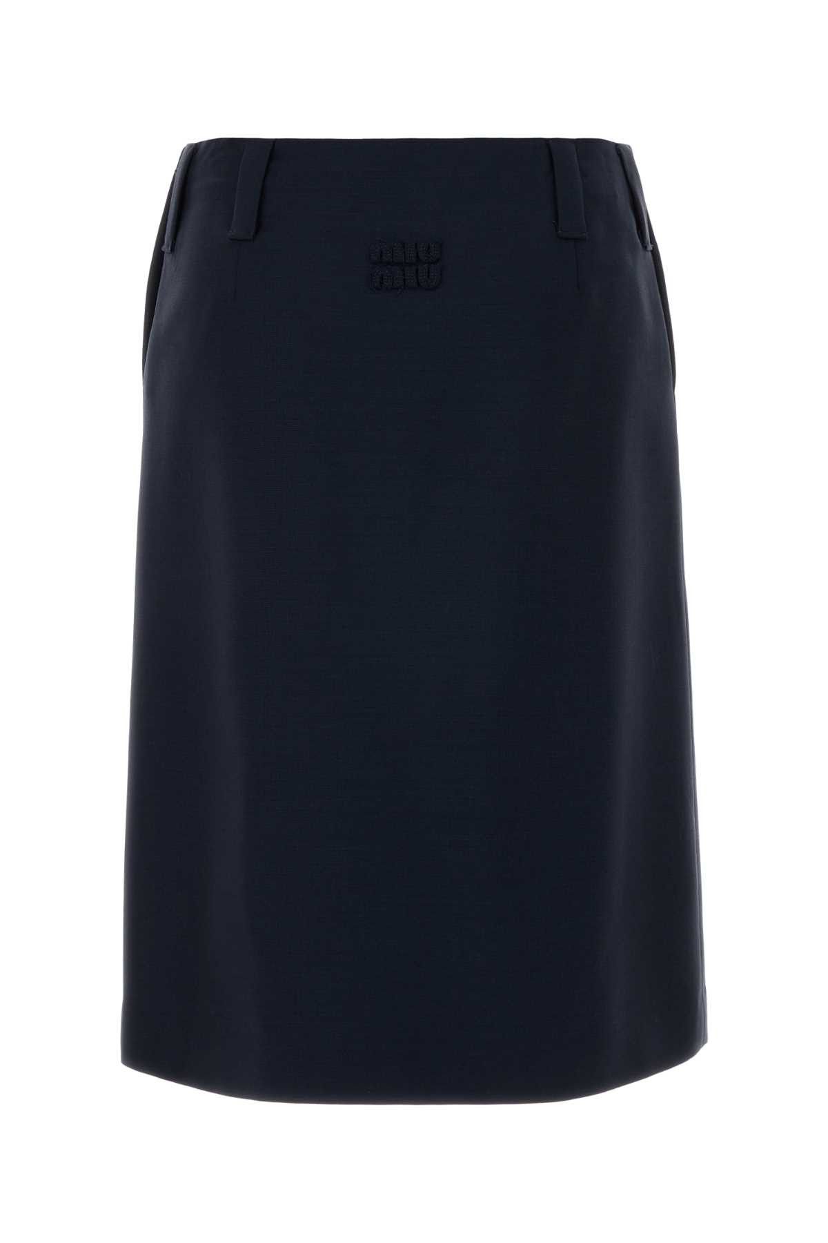 Miu Miu Navy Blue Mohair Blend Skirt Size 26" / US 2 / IT 38 - 2 Thumbnail