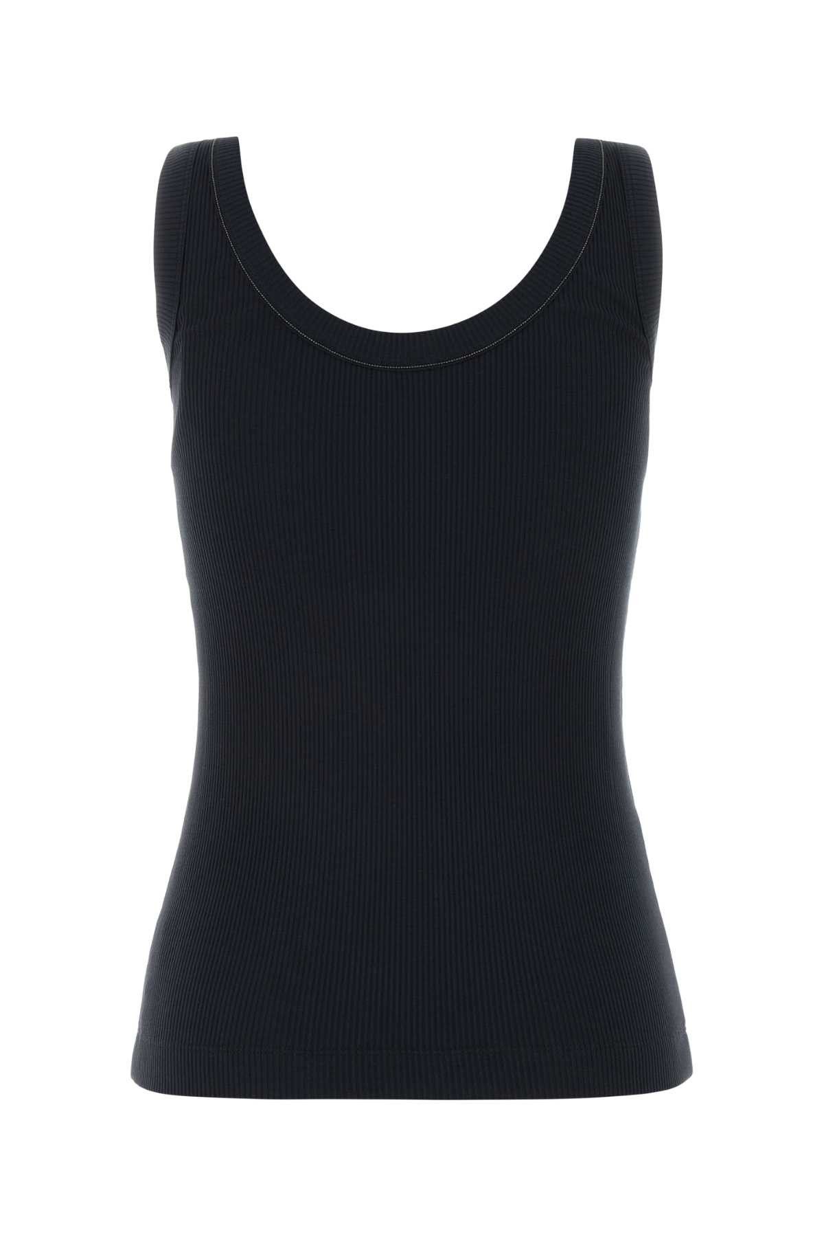 Brunello Cucinelli Dark Blue Stretch Cotton Tank Top Size L / US 10 / IT 46 - 2 Thumbnail