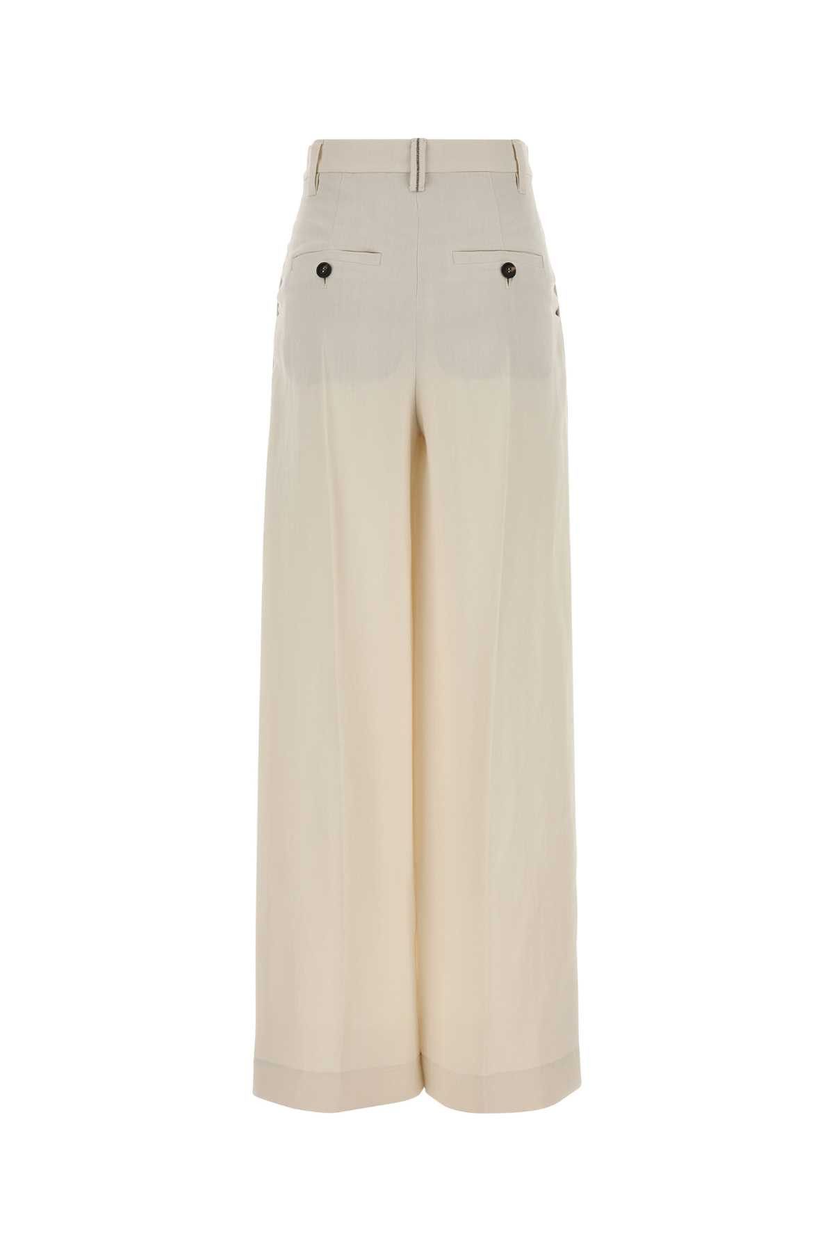 Brunello Cucinelli Ivory Viscose Blend Wide-Leg Pant Size 28" / US 6 / IT 42 - 2 Thumbnail
