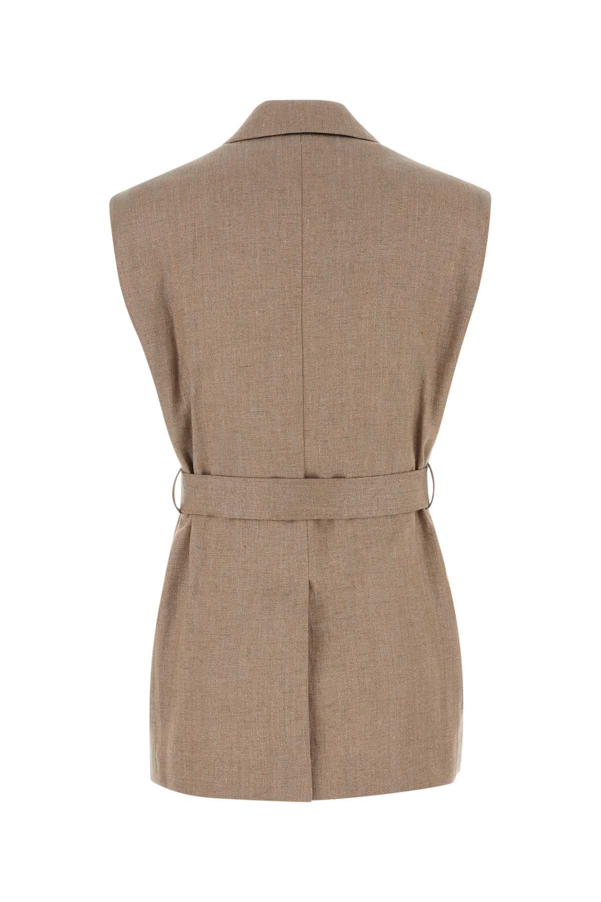 Brunello Cucinelli Cappuccino Linen Blend Vest Size M / US 6-8 / IT 42-44 - 2 Thumbnail