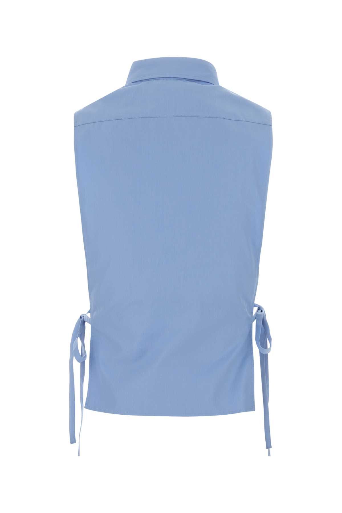Miu Miu Cerulean Blue Poplin Shirt Size M / US 6-8 / IT 42-44 - 2 Thumbnail