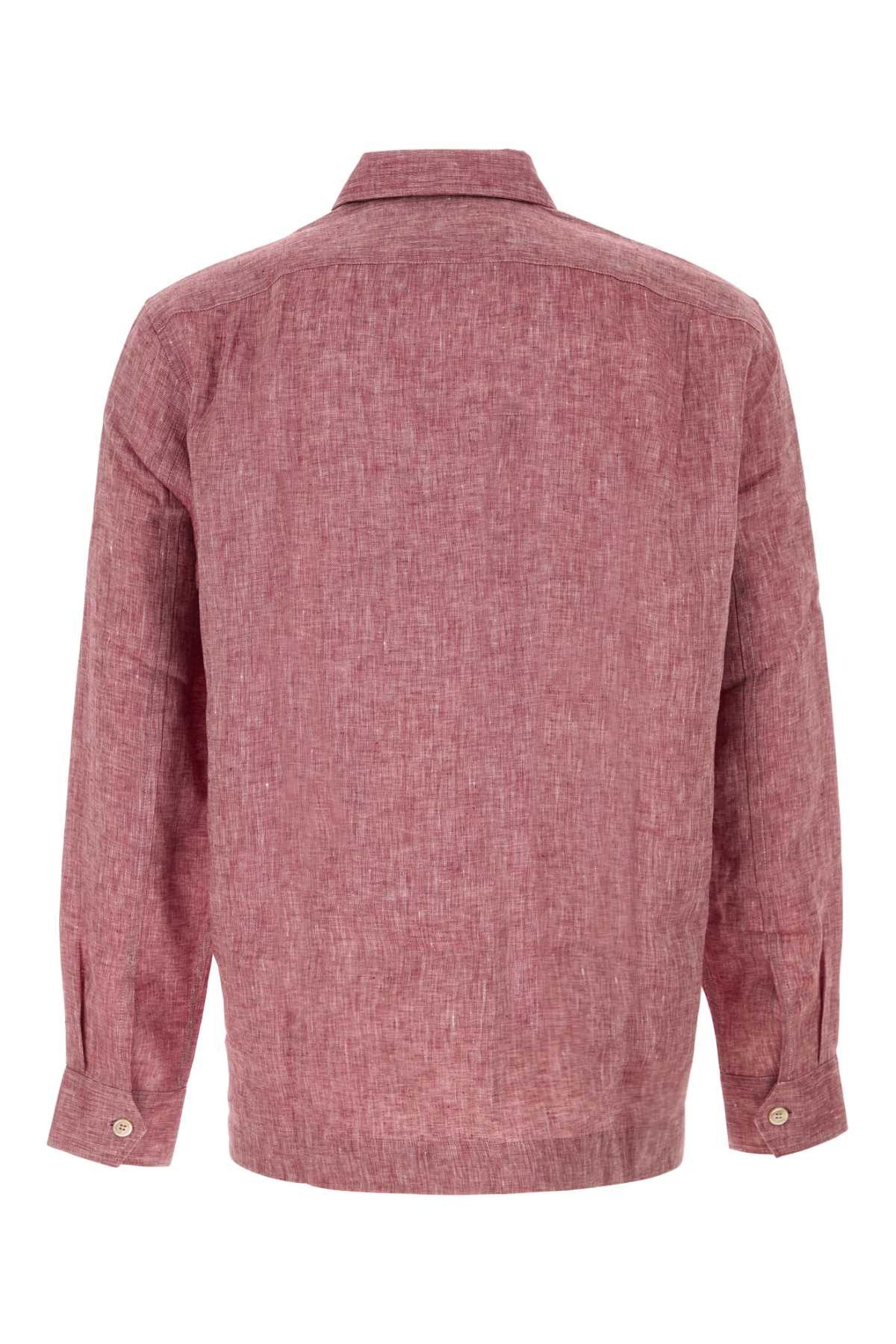 Brunello Cucinelli Melange Tyrian Purple Linen Shirt Size US S / EU 44-46 / 1 - 2 Thumbnail