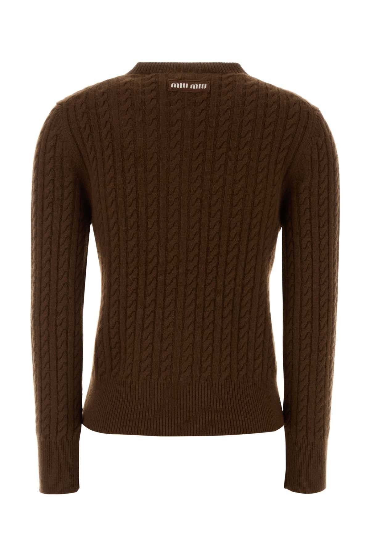 Miu Miu Brown Cashmere Cardigan Size M / US 6-8 / IT 42-44 - 2 Thumbnail