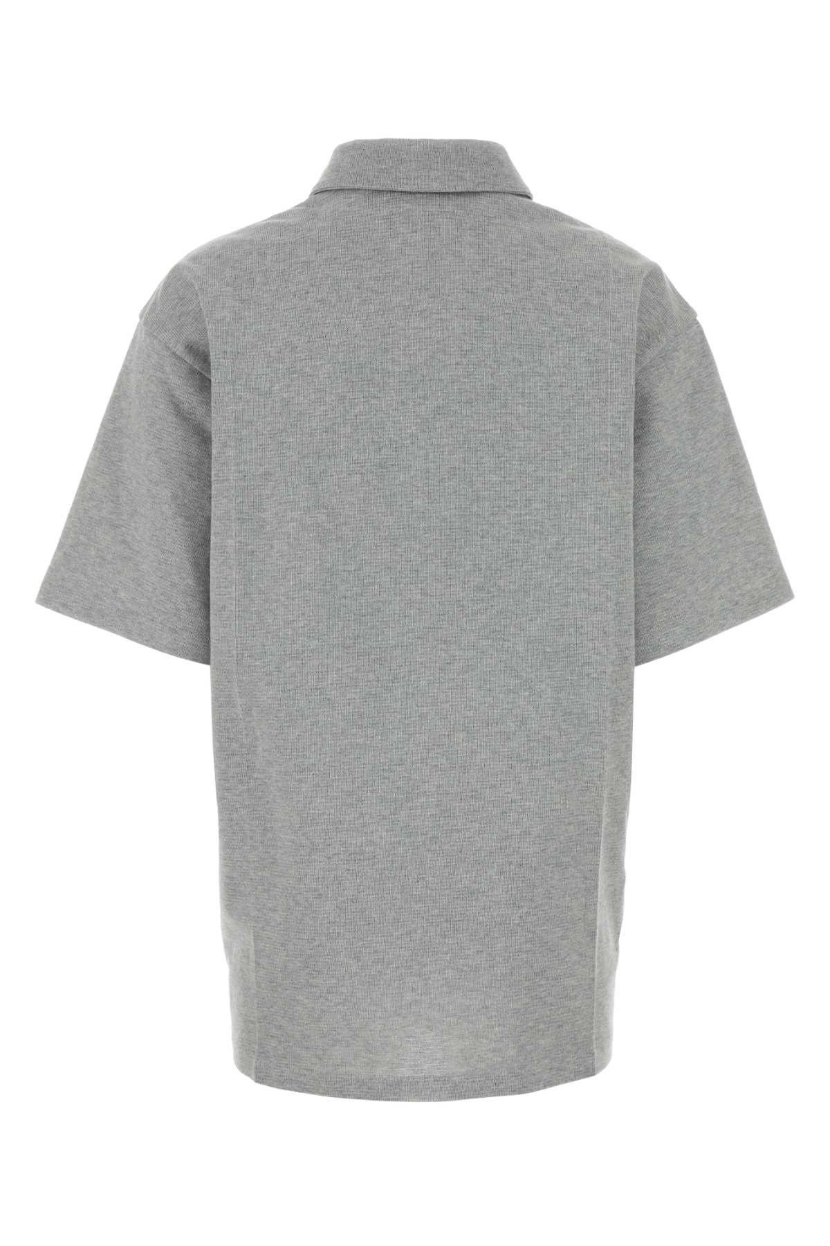 Miu Miu Grey Cotton Blend Oversize Polo Shirt Size M / US 6-8 / IT 42-44 - 2 Thumbnail