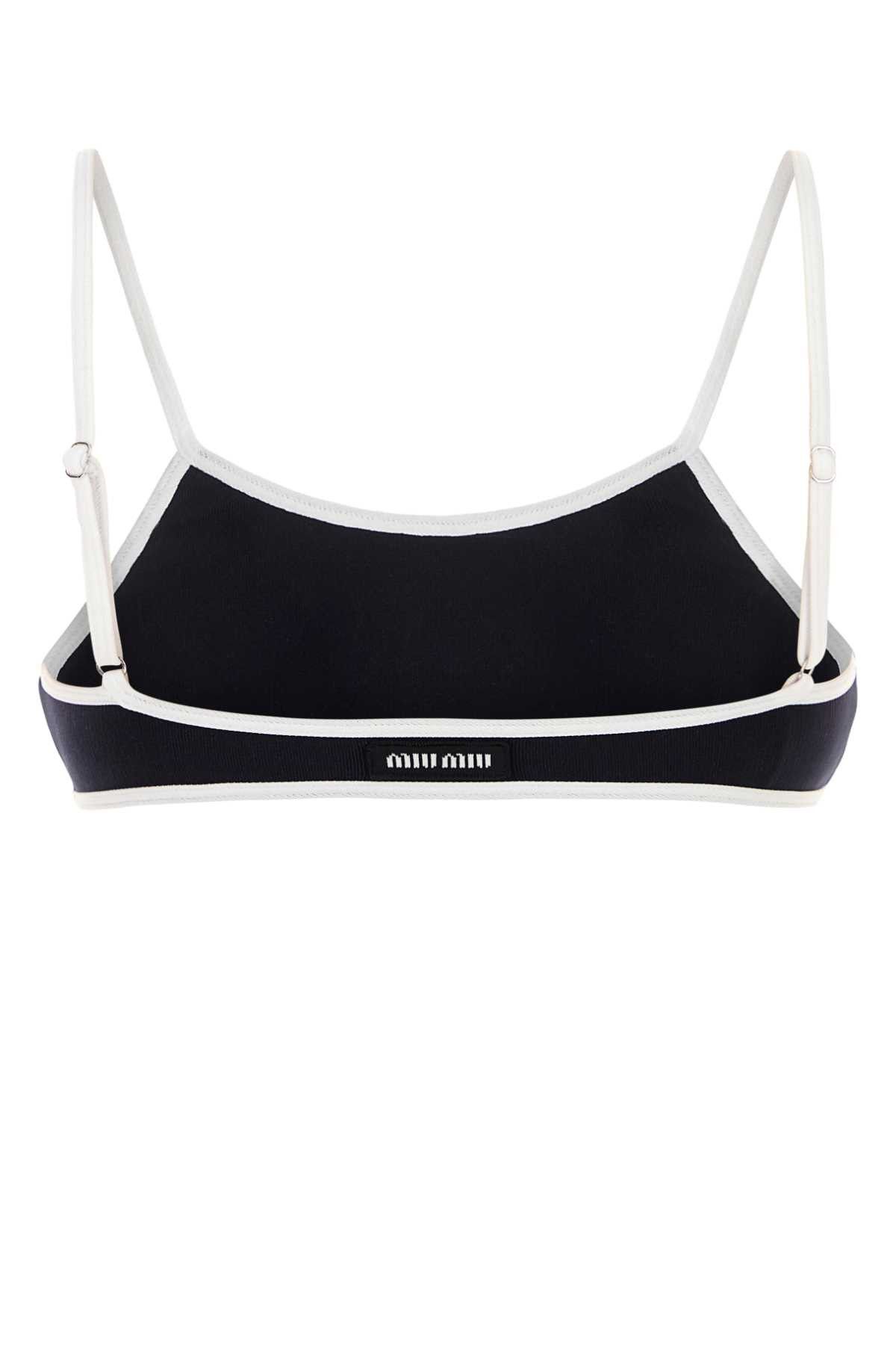 Miu Miu Midnight Blue Stretch Nylon Bikini Top Size S / US 4 / IT 40 - 2 Thumbnail