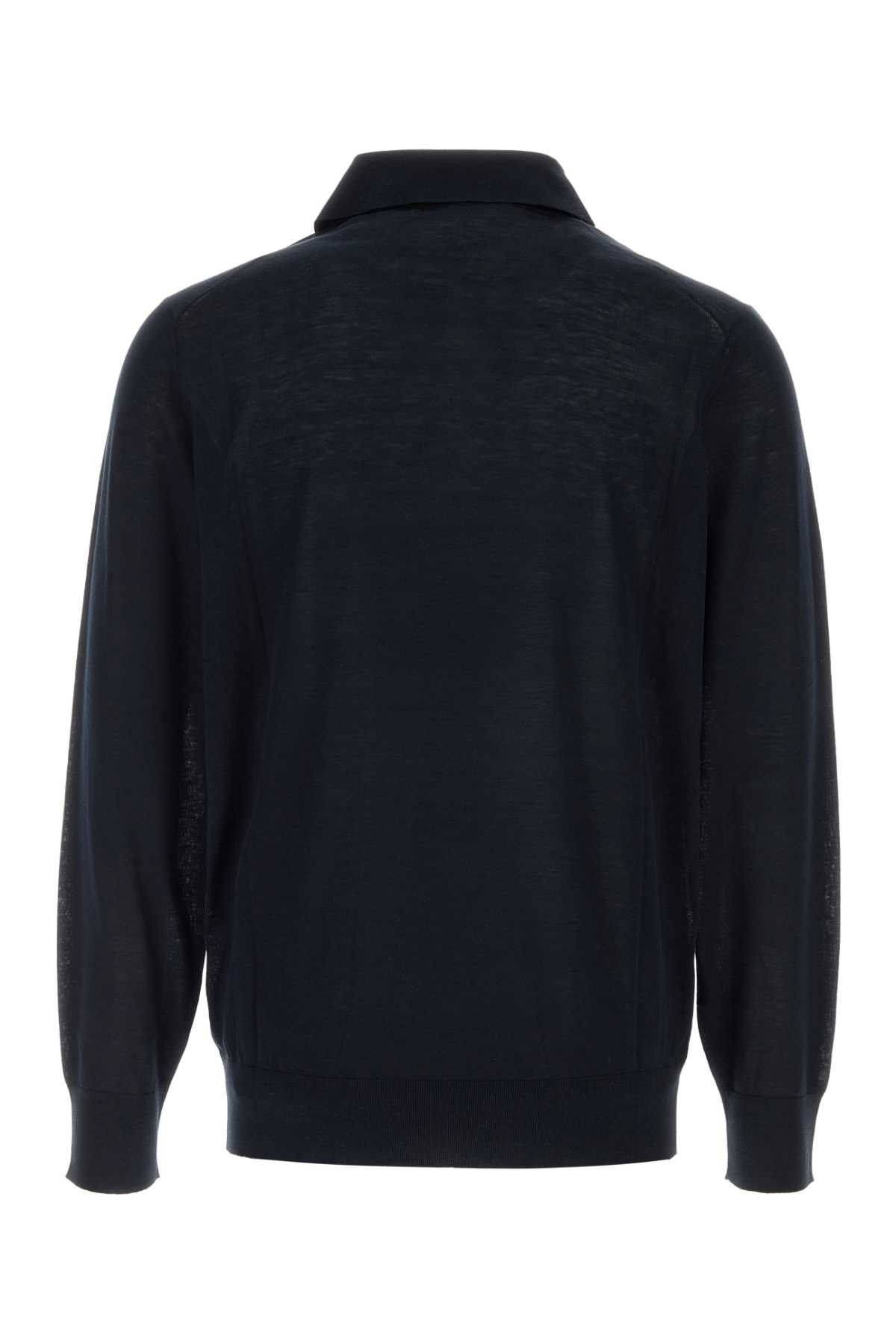 Brunello Cucinelli Midnight Blue Silk Blend Polo Shirt Size US L / EU 52-54 / 3 - 2 Thumbnail