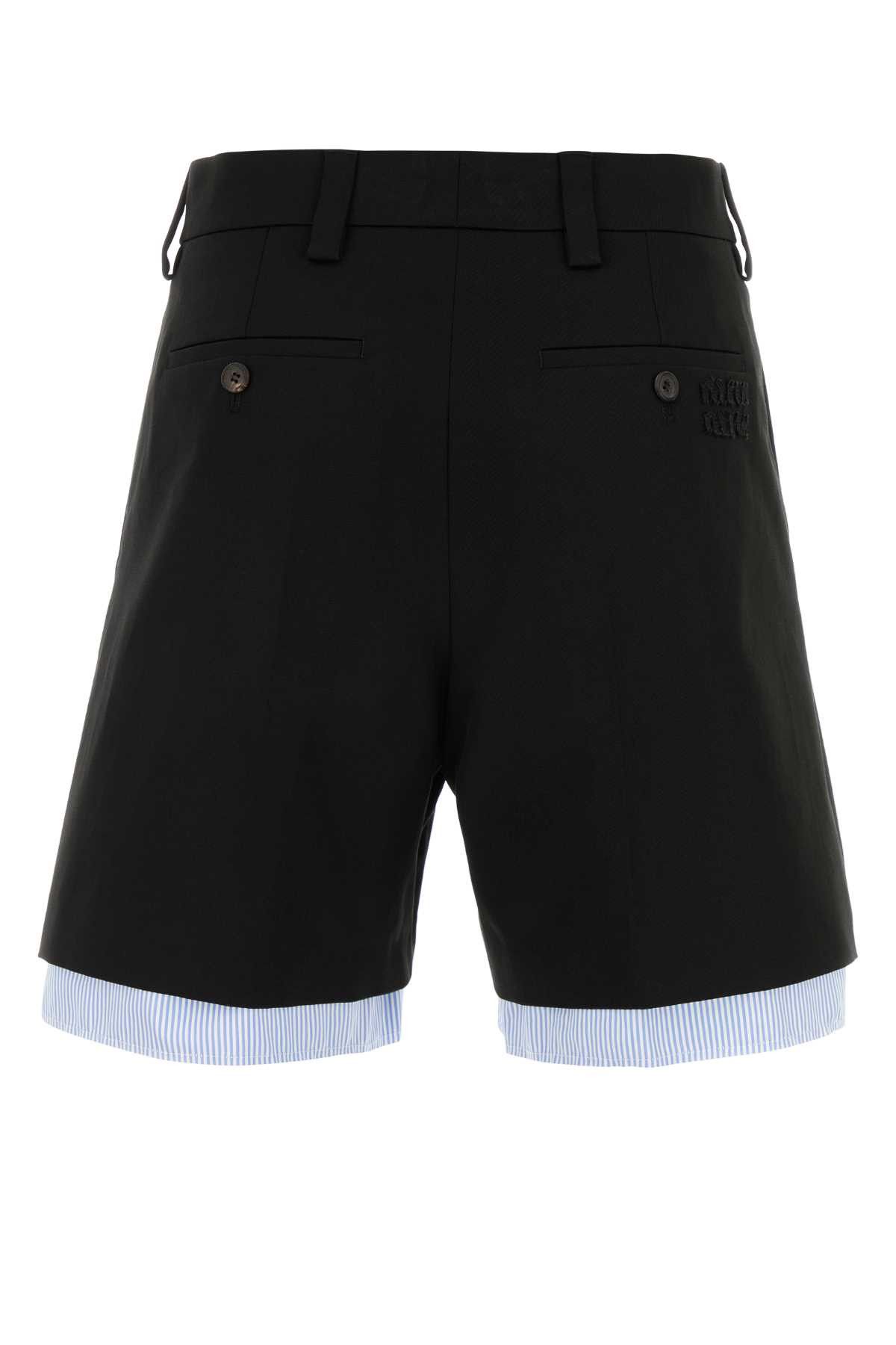 Miu Miu Black Cotton Bermuda Shorts Size 27" / US 4 / IT 40 - 2 Thumbnail