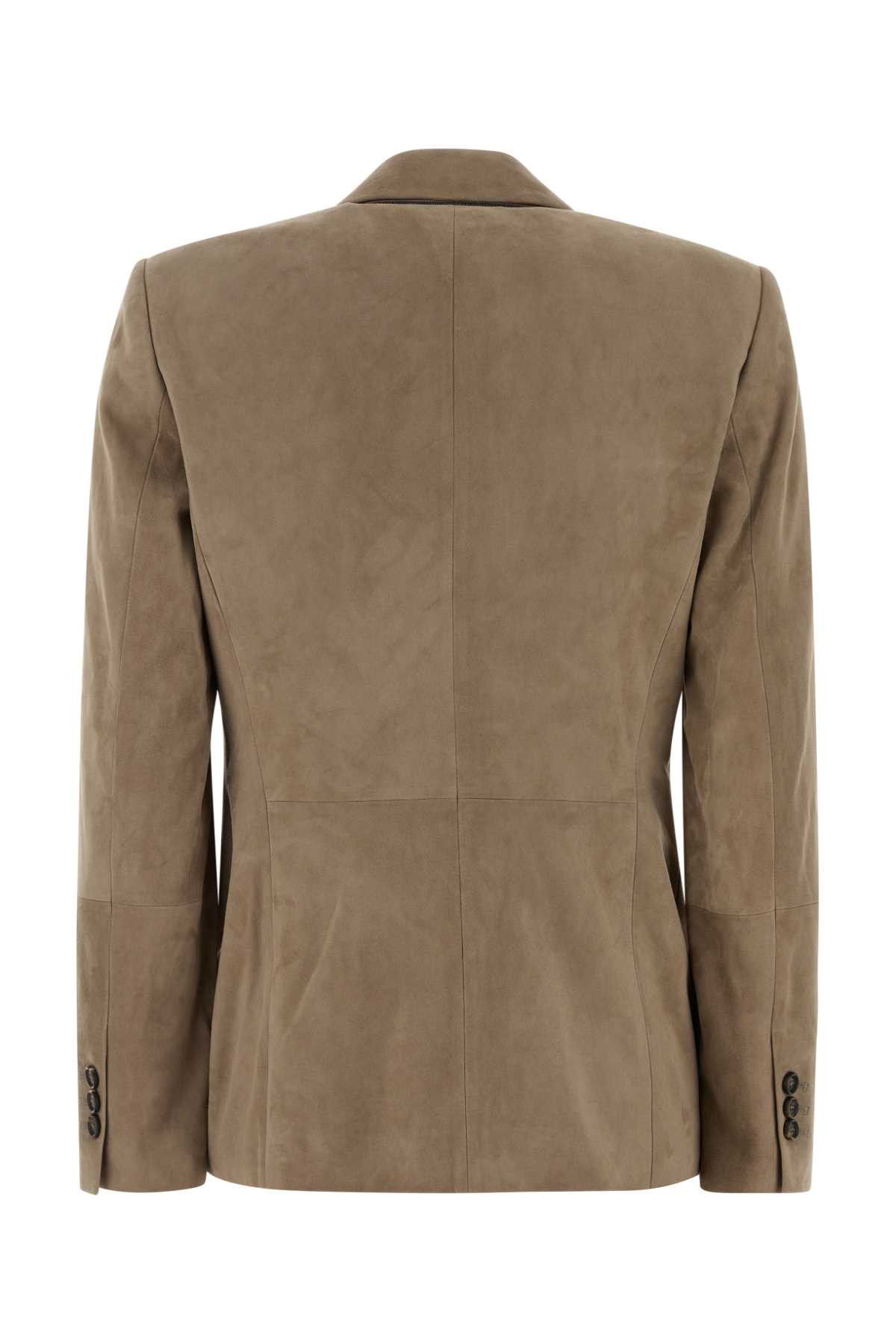 Brunello Cucinelli Dove Grey Suede Blazer Size S / US 4 / IT 40 - 2 Thumbnail