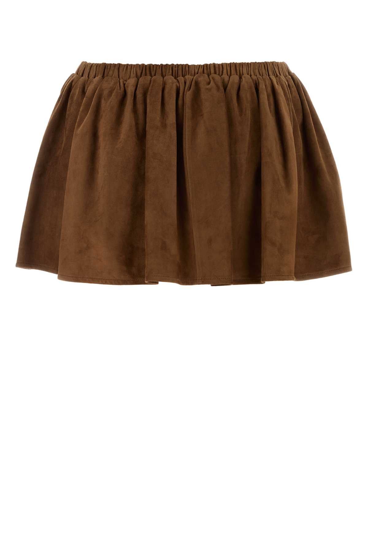 Miu Miu Camel Suede Mini Skirt Size 27" / US 4 / IT 40 - 2 Thumbnail
