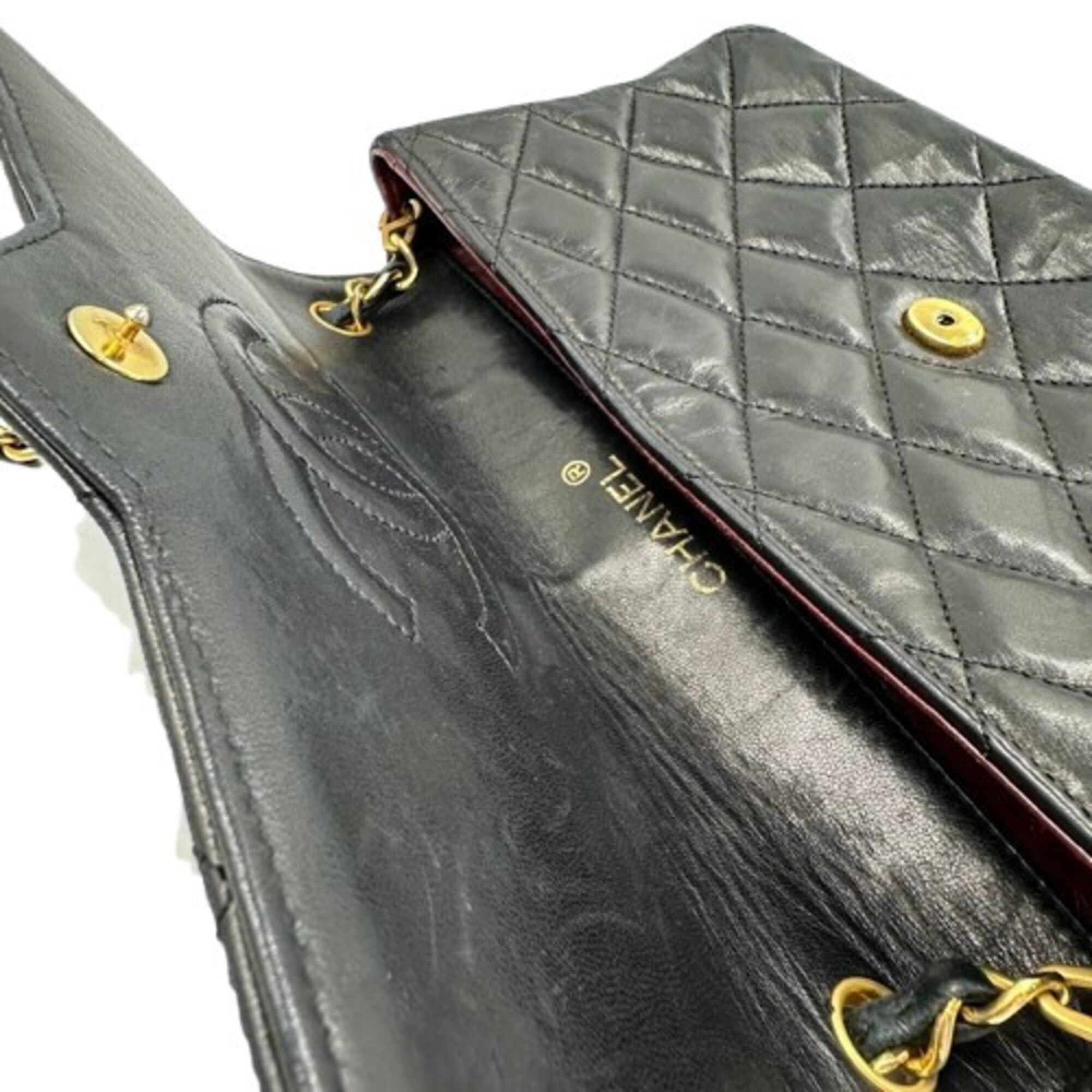 Chanel CHANEL Lambskin Chain Shoulder Bag, Leather, Black Size ONE SIZE - 4 Thumbnail