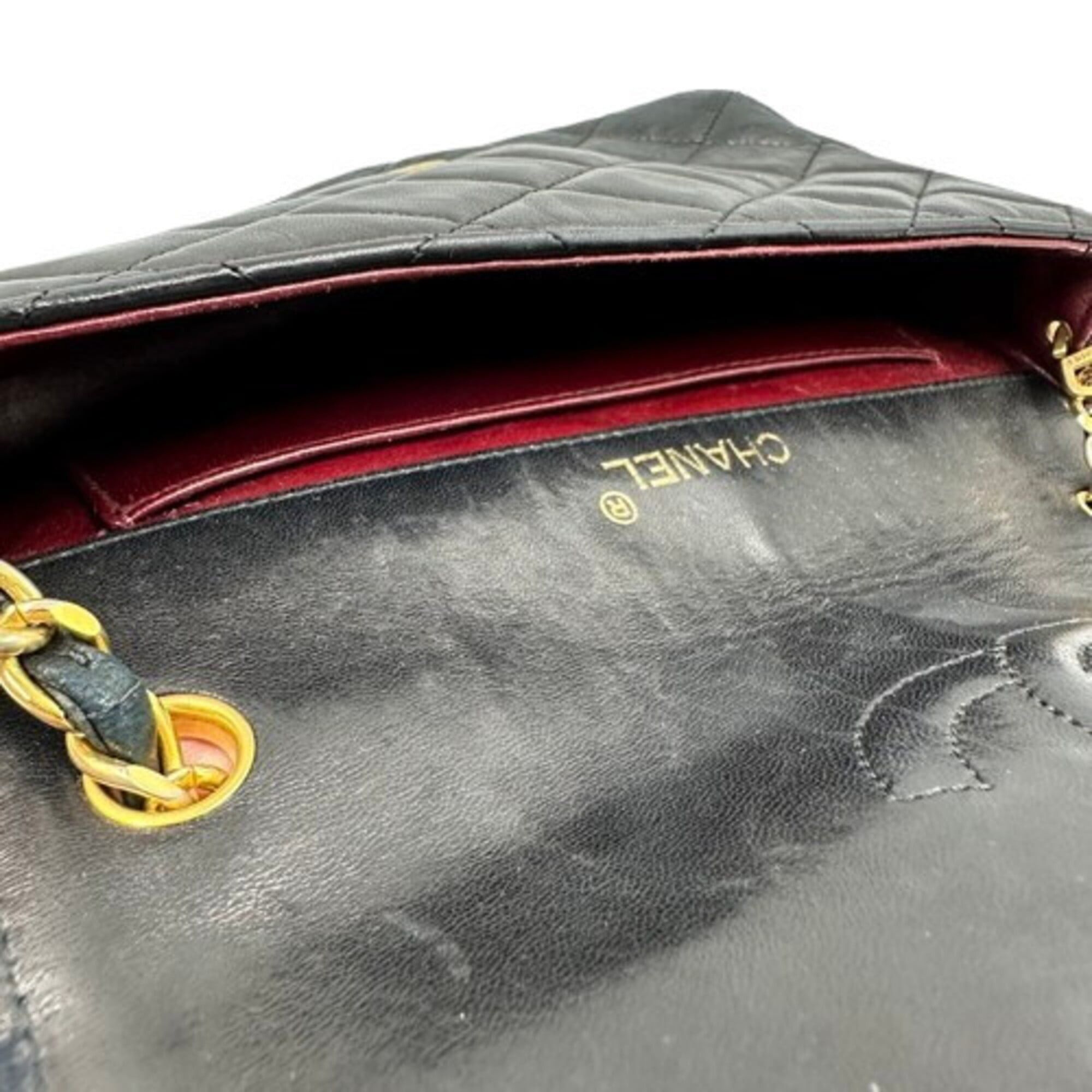 Chanel CHANEL Lambskin Chain Shoulder Bag, Leather, Black Size ONE SIZE - 7 Thumbnail