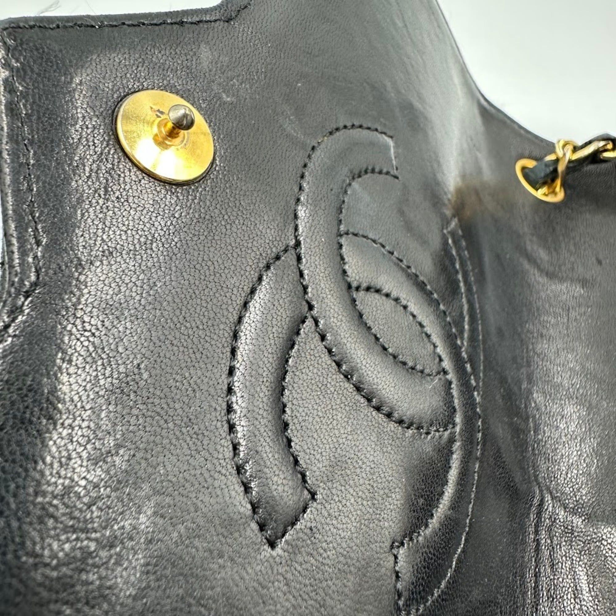 Chanel CHANEL Lambskin Chain Shoulder Bag, Leather, Black Size ONE SIZE - 9 Thumbnail
