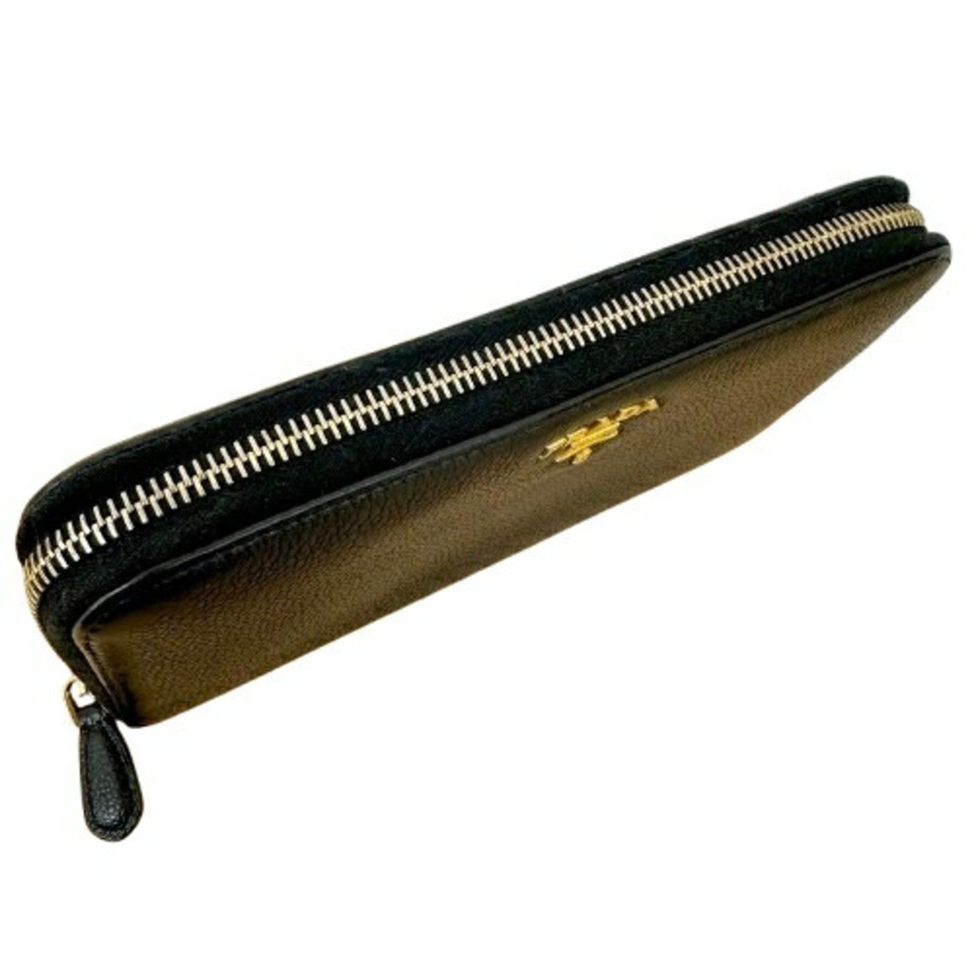 Prada PRADA Round Leather Long Wallet 1ML506 (Men's & Women's) Size ONE SIZE - 6 Thumbnail