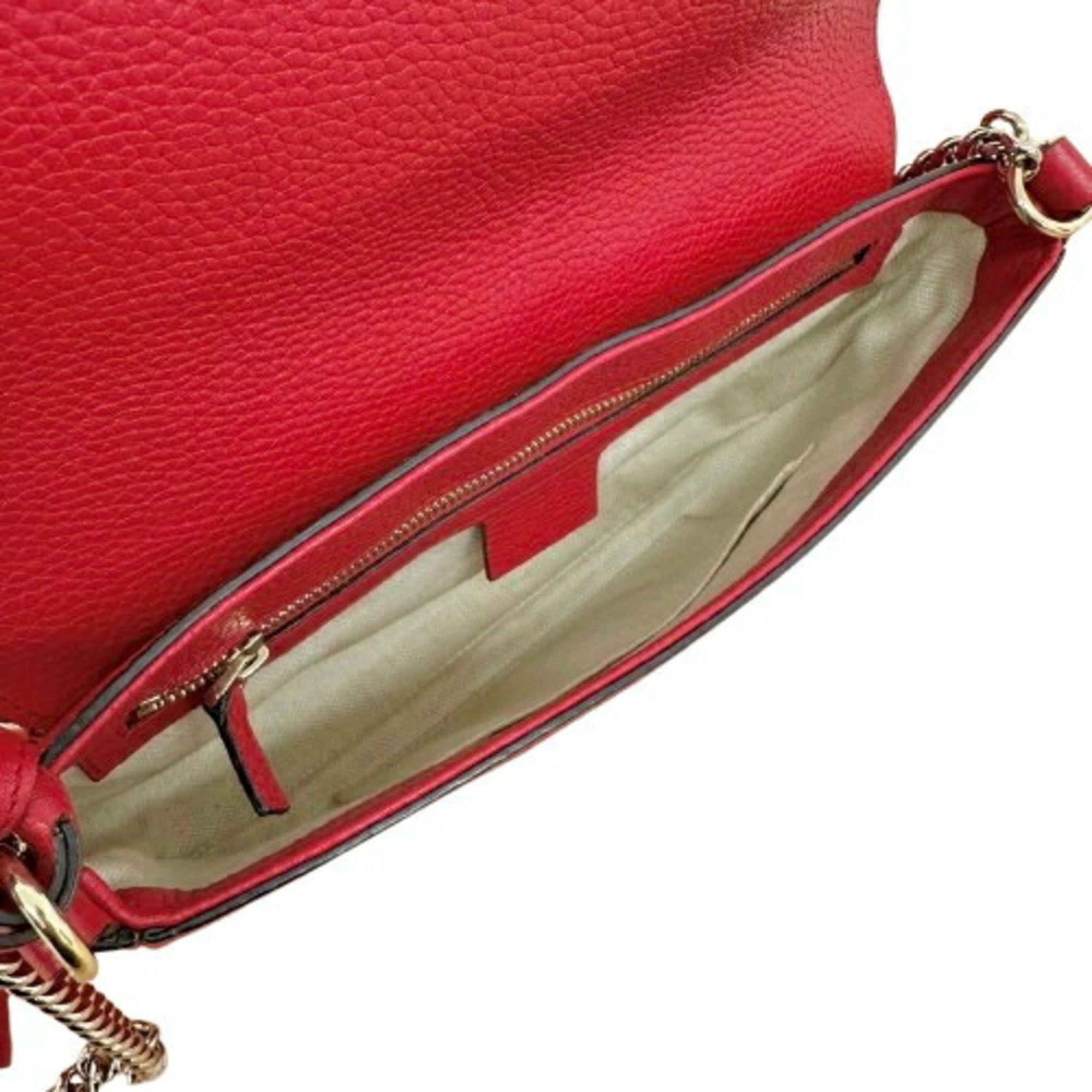 Gucci GUCCI Soho Chain Shoulder Bag, Interlocking, 536224, Leather, Red, Women's Size ONE SIZE - 7 Thumbnail