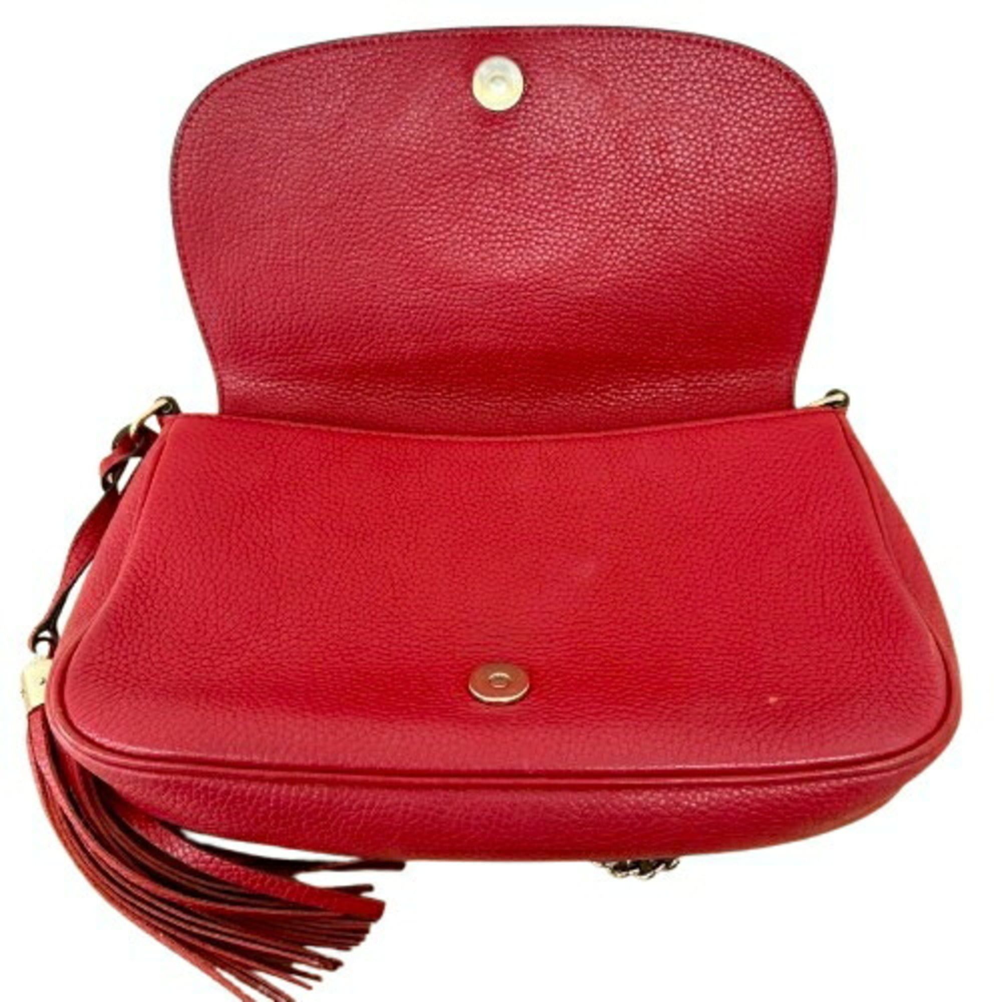 Gucci GUCCI Soho Chain Shoulder Bag, Interlocking, 536224, Leather, Red, Women's Size ONE SIZE - 8 Thumbnail