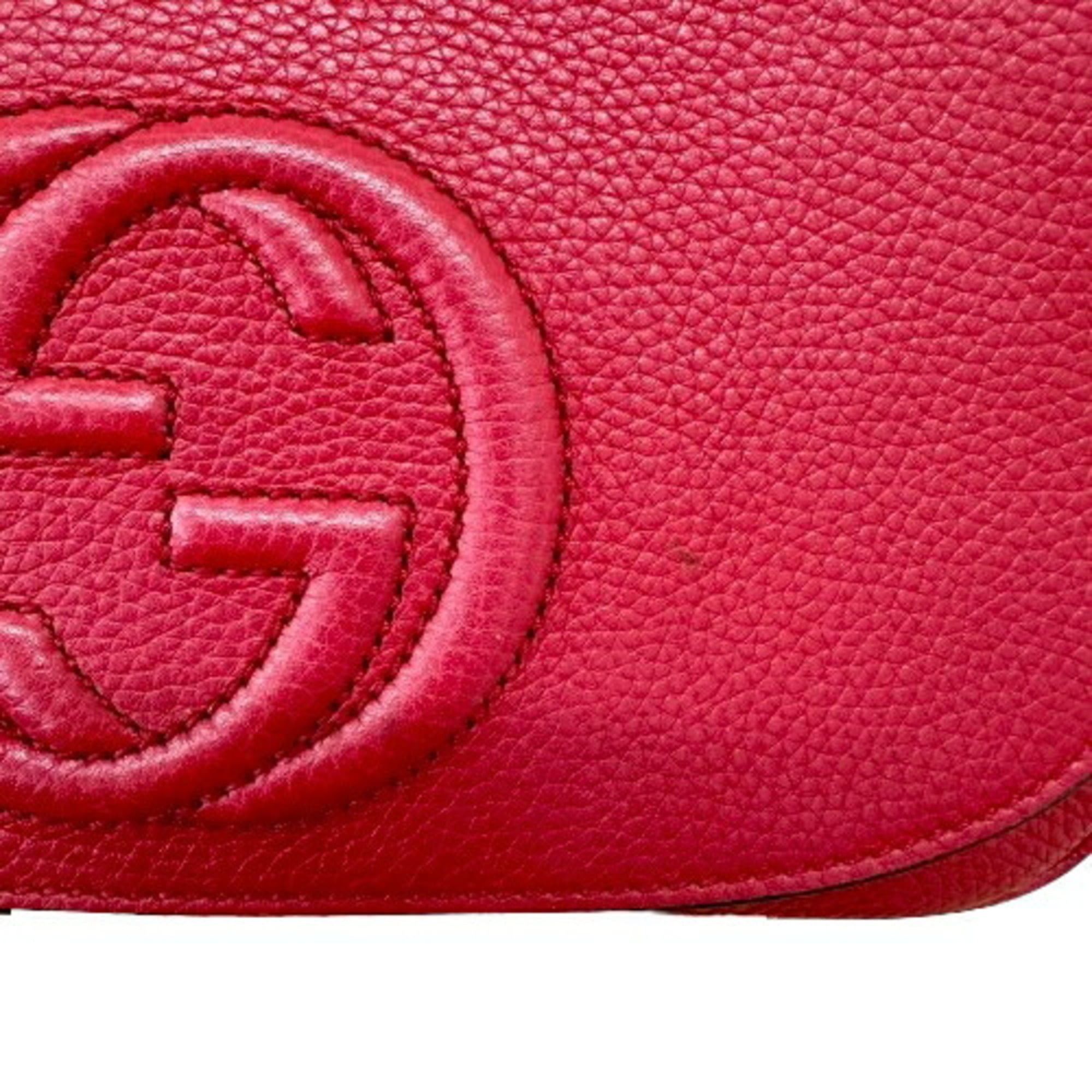 Gucci GUCCI Soho Chain Shoulder Bag, Interlocking, 536224, Leather, Red, Women's Size ONE SIZE - 10 Thumbnail