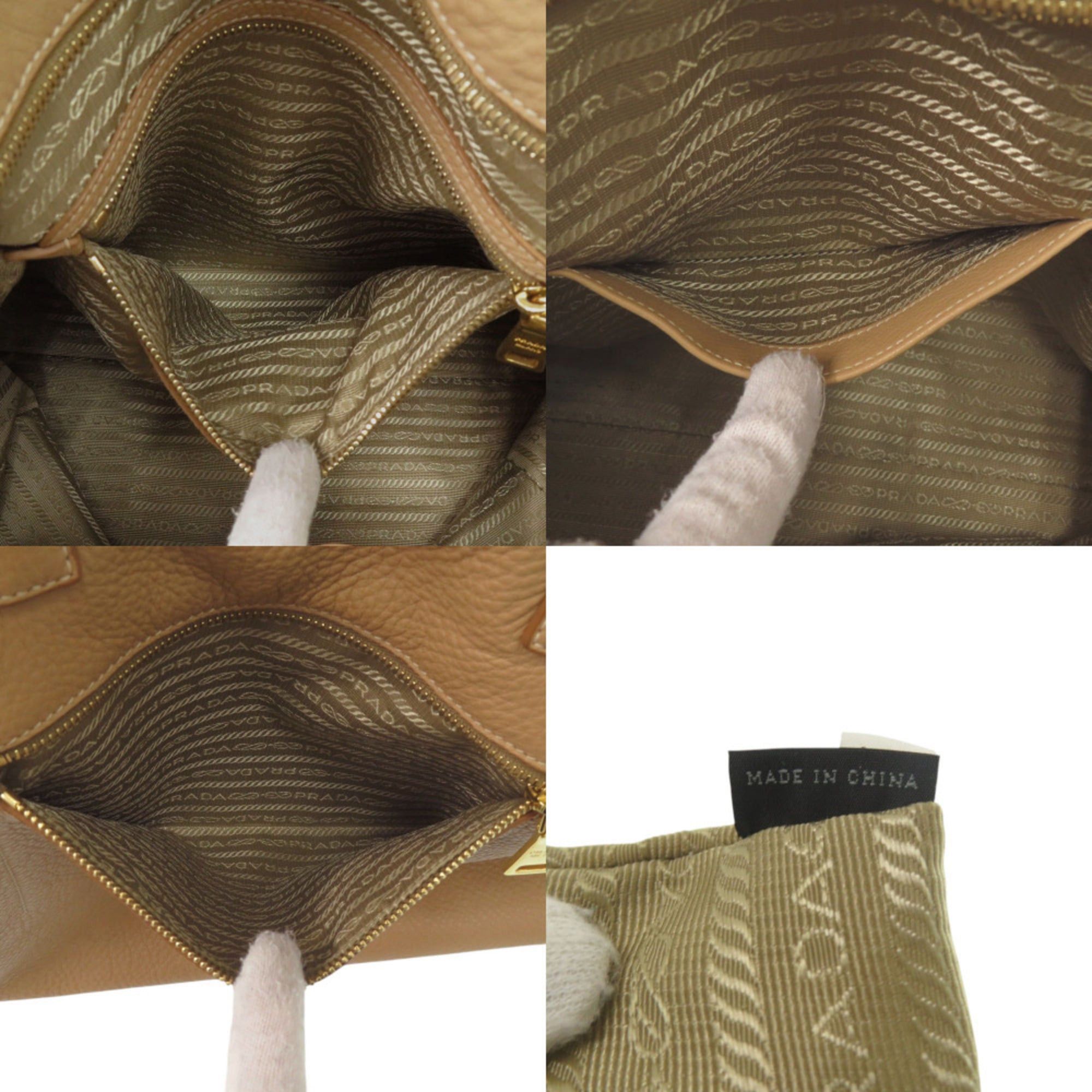 Prada Excellent condition Prada Vitello Daino BR4711 tote bag/one-shoulder bag with gold hardware, brown leather. (0207PRADA) Size ONE SIZE - 9 Thumbnail