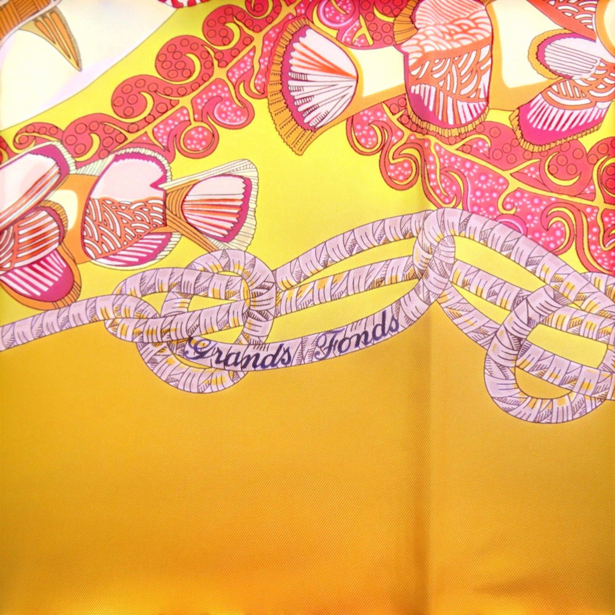 Hermes Like New Hermes Carre 90 GRANDS FONDS Deep Sea Silk Scarf/Muffler, Yellow 1799HERMES Size ONE SIZE - 3 Thumbnail