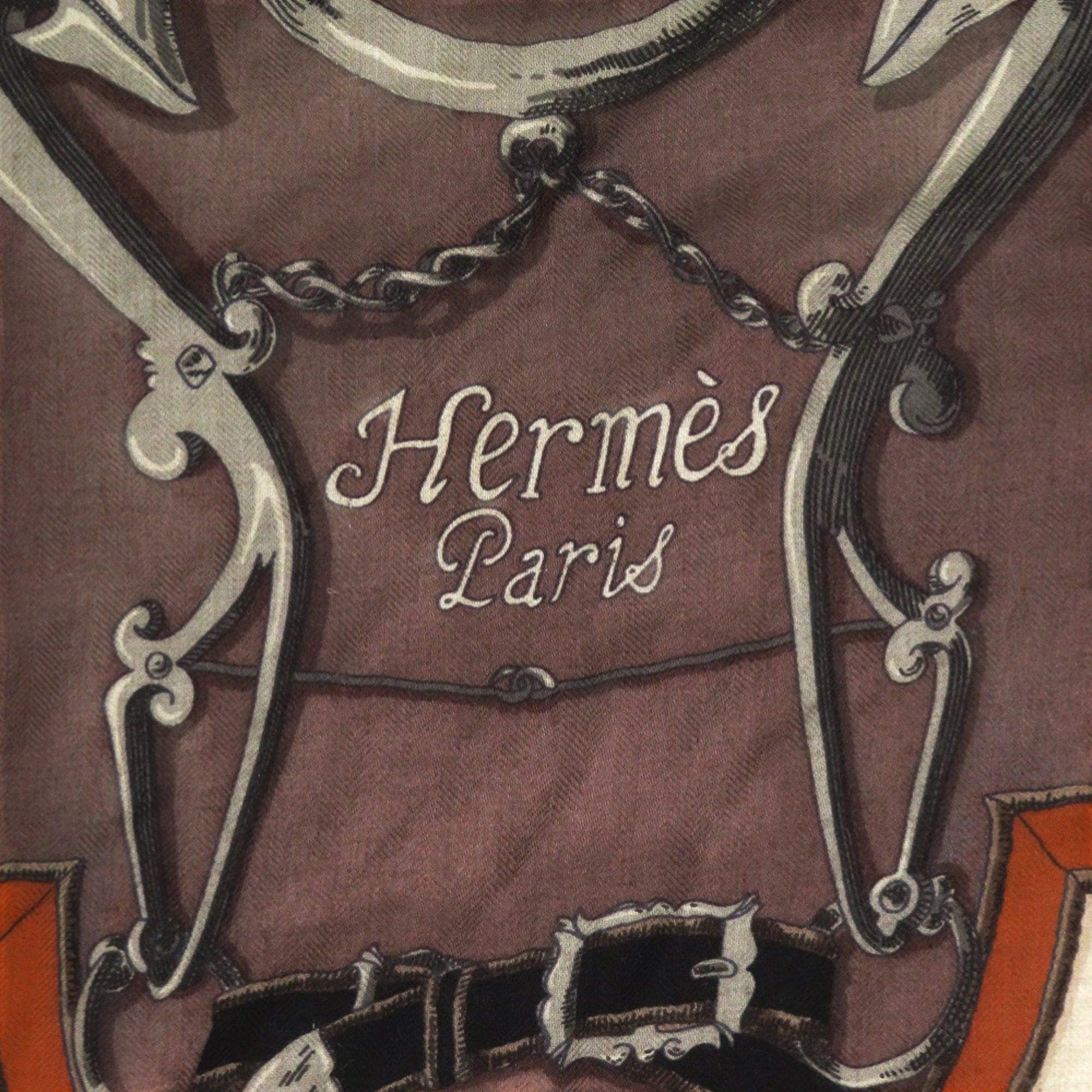 Hermes Hermes Carre 140 L'Instruction du Roy (Imperial Instruction) Silk Cashmere Scarf/Muffler Brown 1734HERMES Size ONE SIZE - 4 Thumbnail