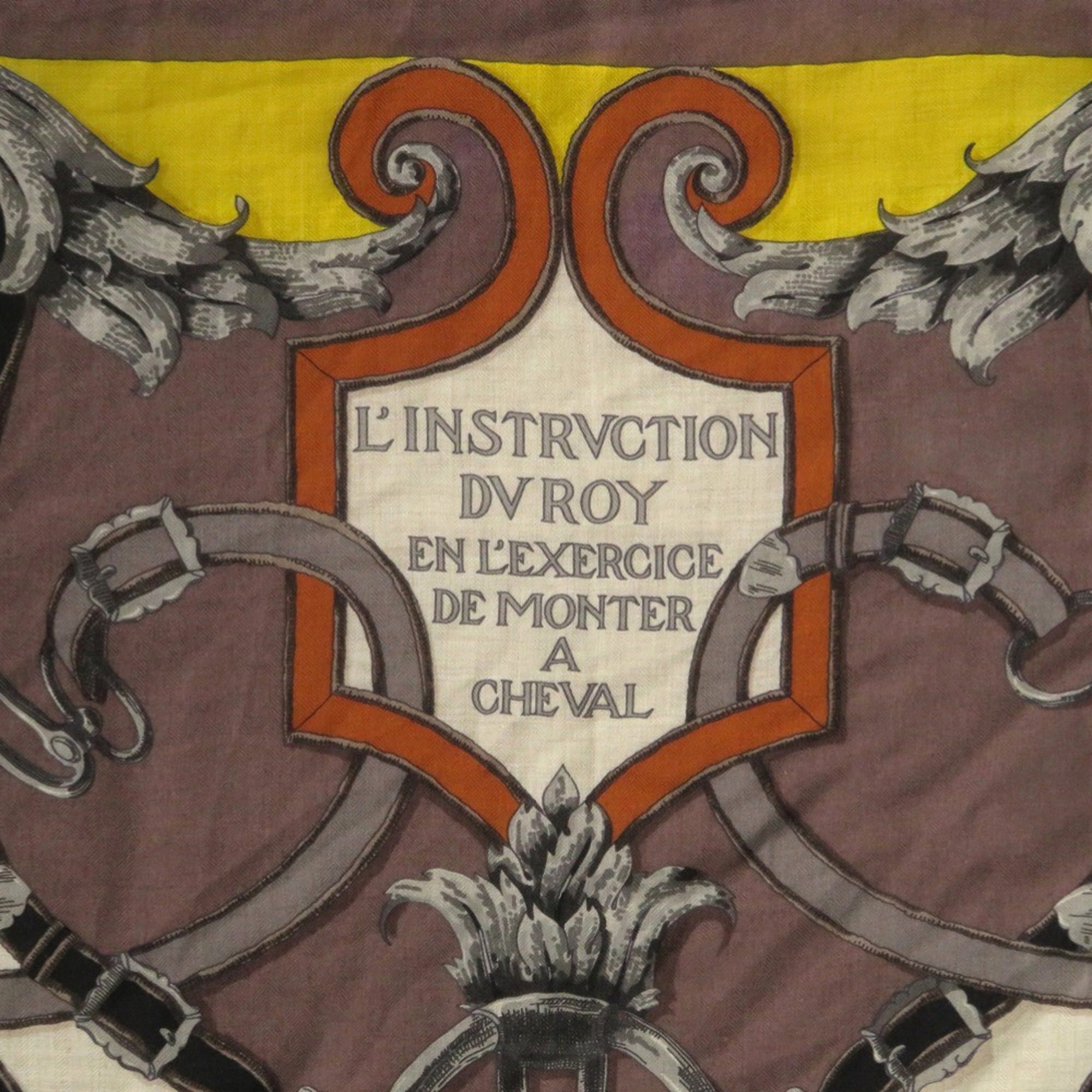 Hermes Hermes Carre 140 L'Instruction du Roy (Imperial Instruction) Silk Cashmere Scarf/Muffler Brown 1734HERMES Size ONE SIZE - 5 Thumbnail