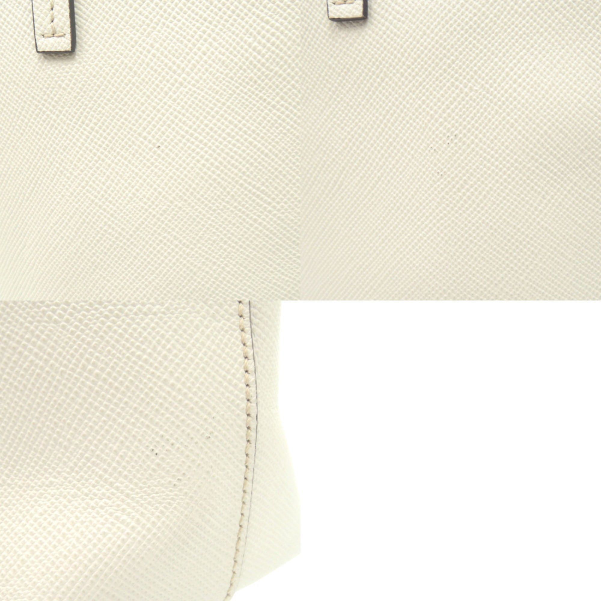 Prada Prada Triangle Logo Plate Tote Bag 1BG342 Silver Hardware Sapphire Leather White One Shoulder 0183PRADA Size ONE SIZE - 9 Thumbnail