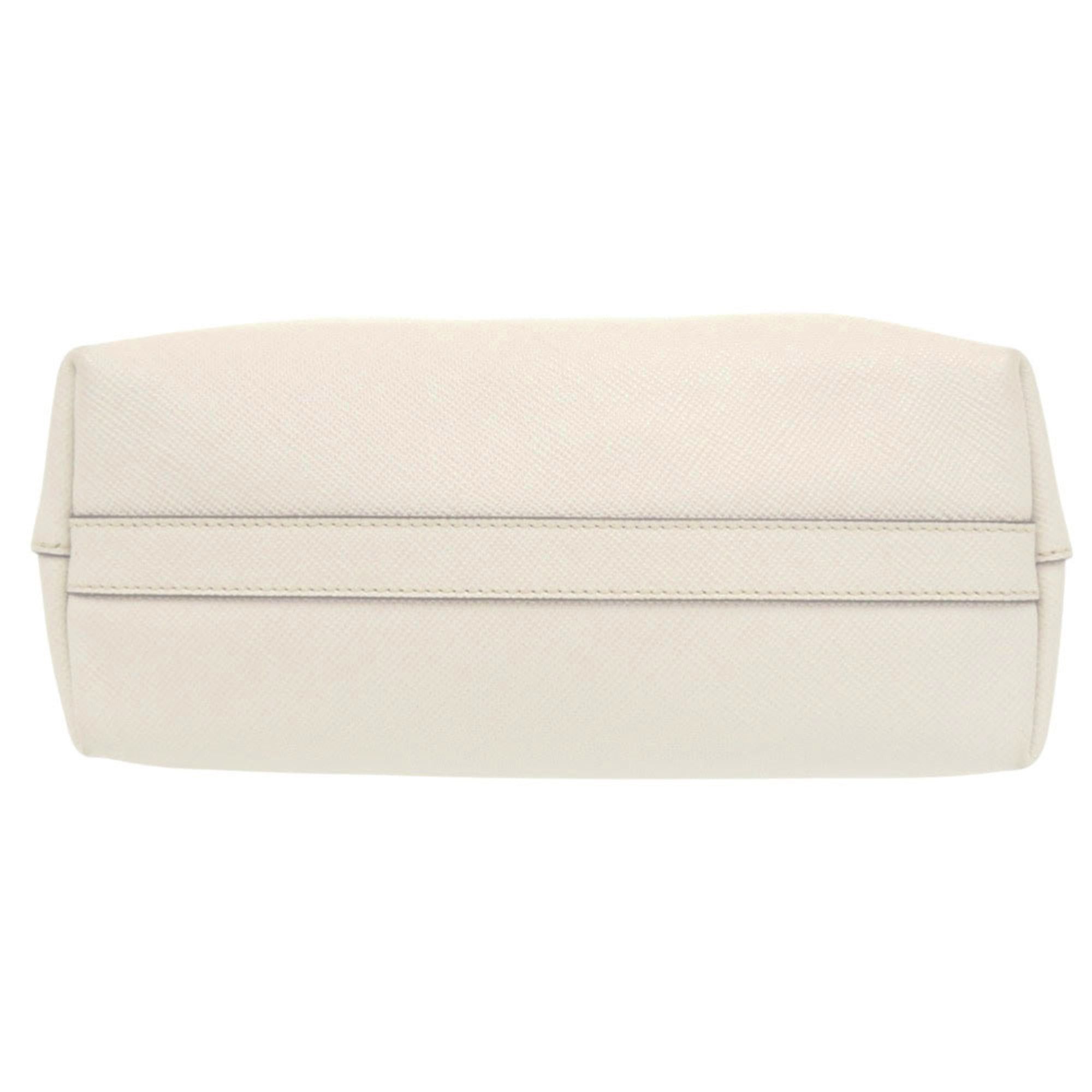 Prada Prada Triangle Logo Plate Tote Bag 1BG342 Silver Hardware Sapphire Leather White One Shoulder 0183PRADA Size ONE SIZE - 3 Thumbnail