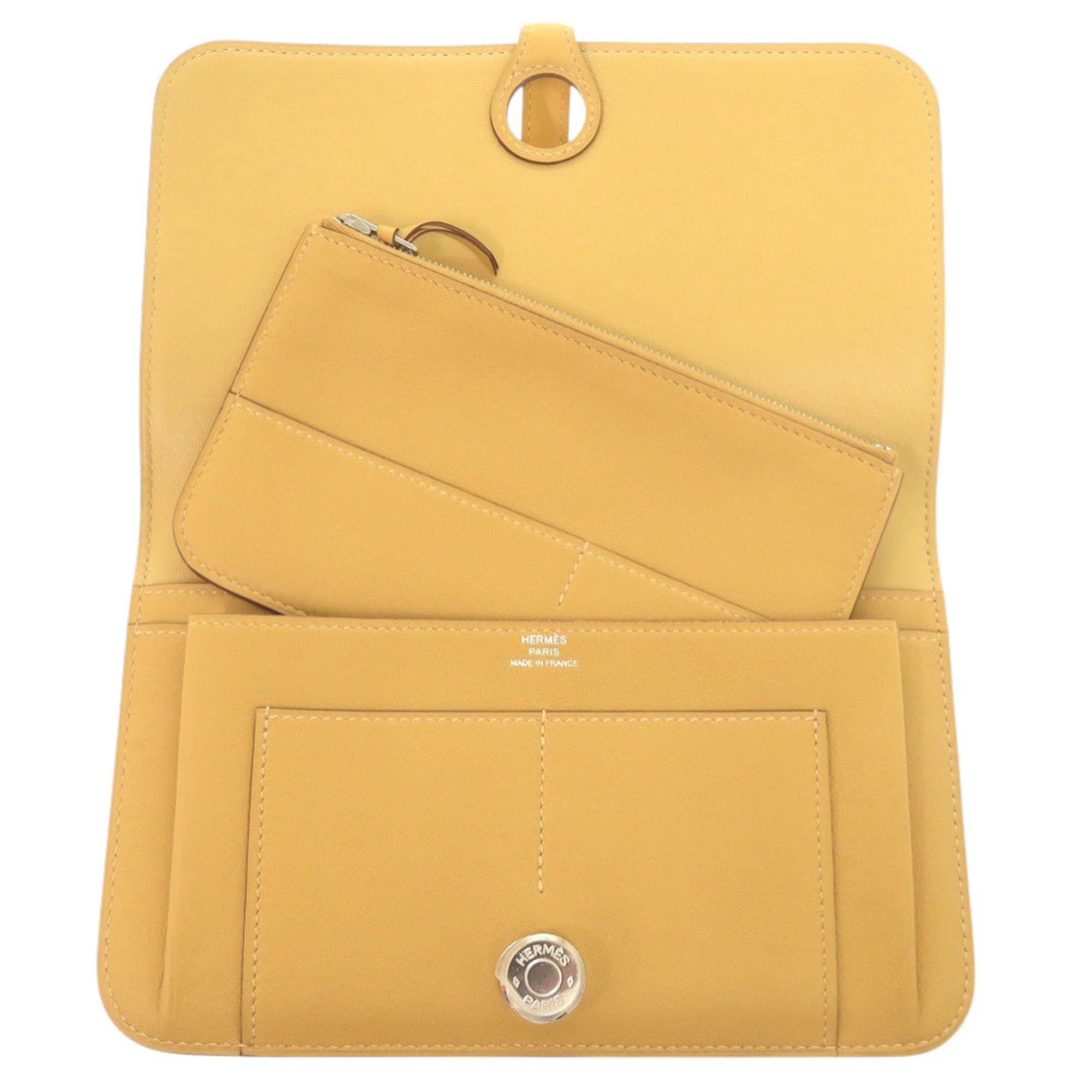 Hermes Unused Hermes Dogon GM wallet in Veau Swift leather, Jaune Ambre, silver hardware, X stamp (2016 production), yellow, 0325HERMES Size ONE SIZE - 5 Thumbnail