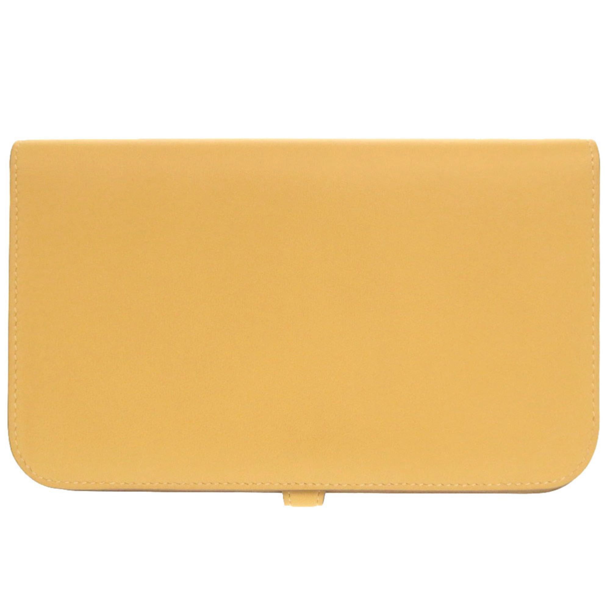 Hermes Unused Hermes Dogon GM wallet in Veau Swift leather, Jaune Ambre, silver hardware, X stamp (2016 production), yellow, 0325HERMES Size ONE SIZE - 3 Thumbnail