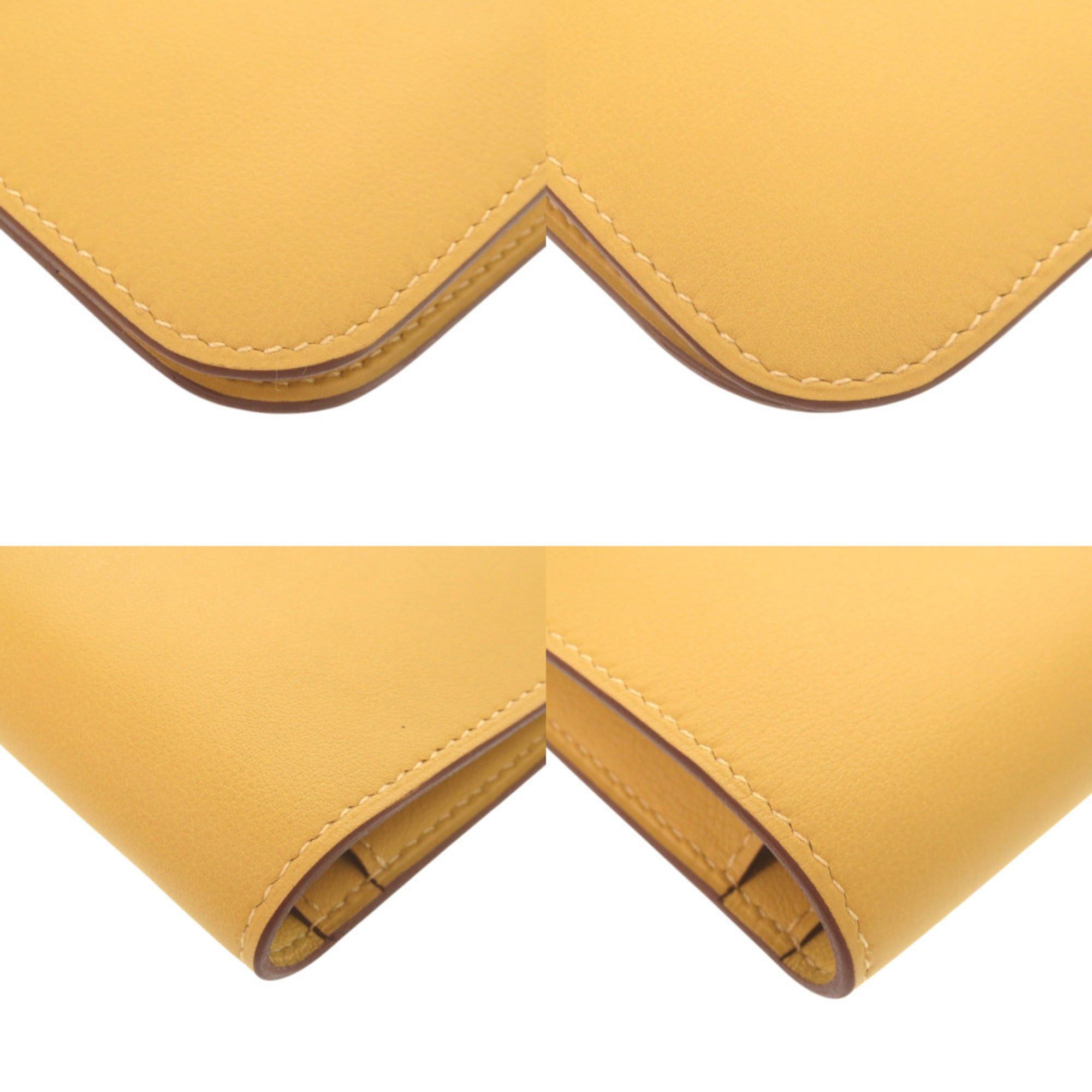 Hermes Unused Hermes Dogon GM wallet in Veau Swift leather, Jaune Ambre, silver hardware, X stamp (2016 production), yellow, 0325HERMES Size ONE SIZE - 4 Thumbnail