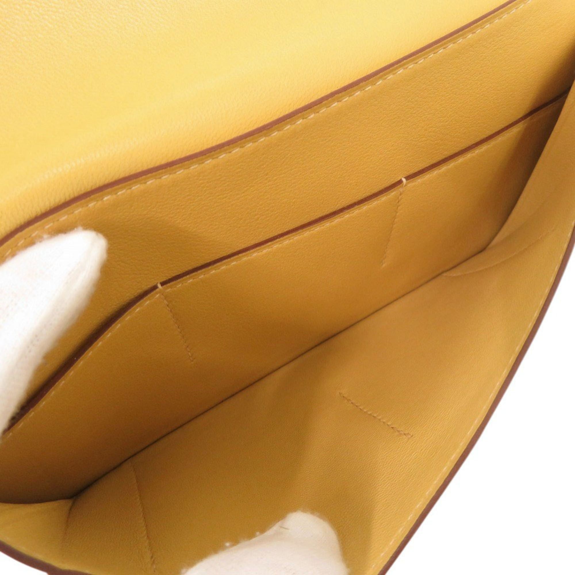 Hermes Unused Hermes Dogon GM wallet in Veau Swift leather, Jaune Ambre, silver hardware, X stamp (2016 production), yellow, 0325HERMES Size ONE SIZE - 6 Thumbnail