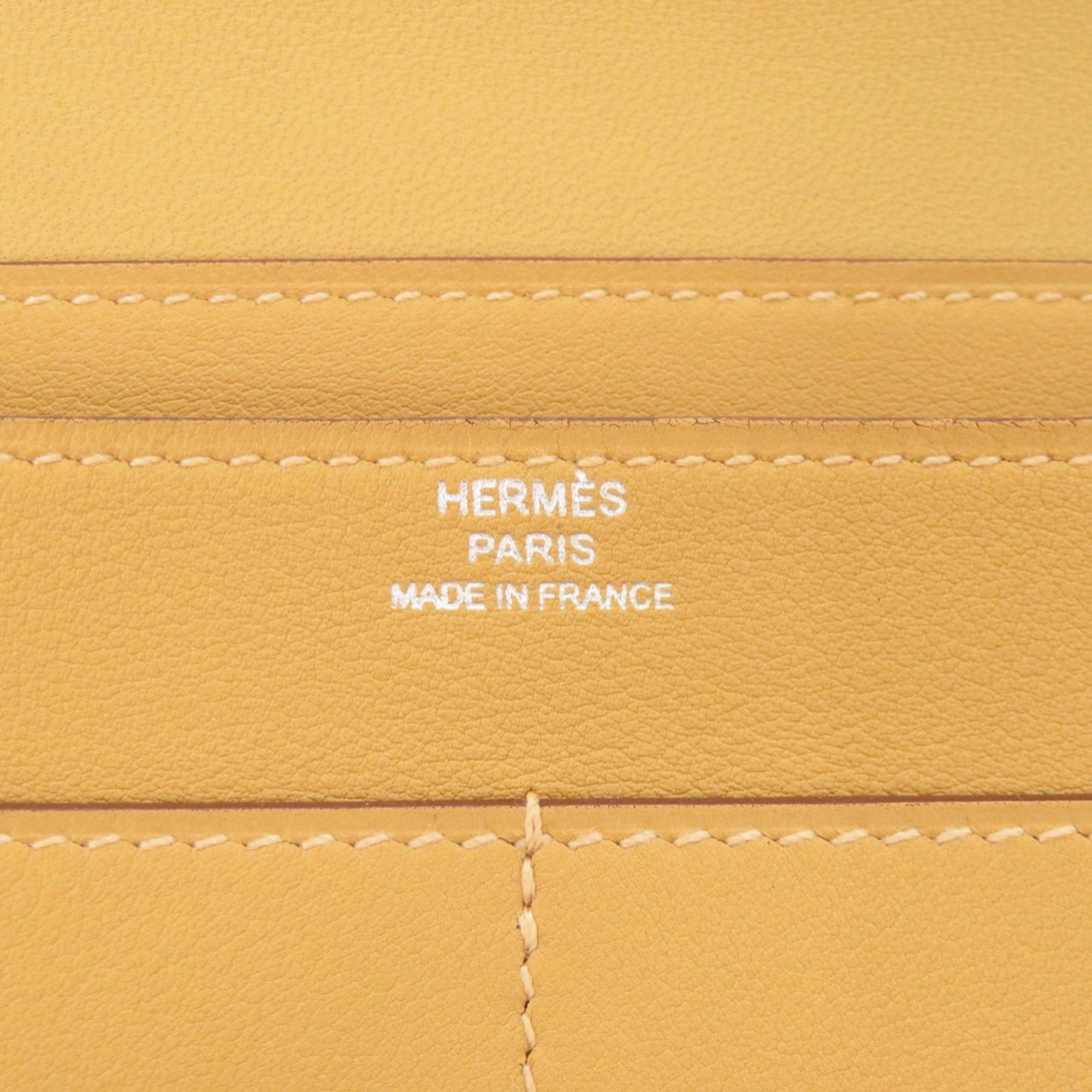 Hermes Unused Hermes Dogon GM wallet in Veau Swift leather, Jaune Ambre, silver hardware, X stamp (2016 production), yellow, 0325HERMES Size ONE SIZE - 8 Thumbnail