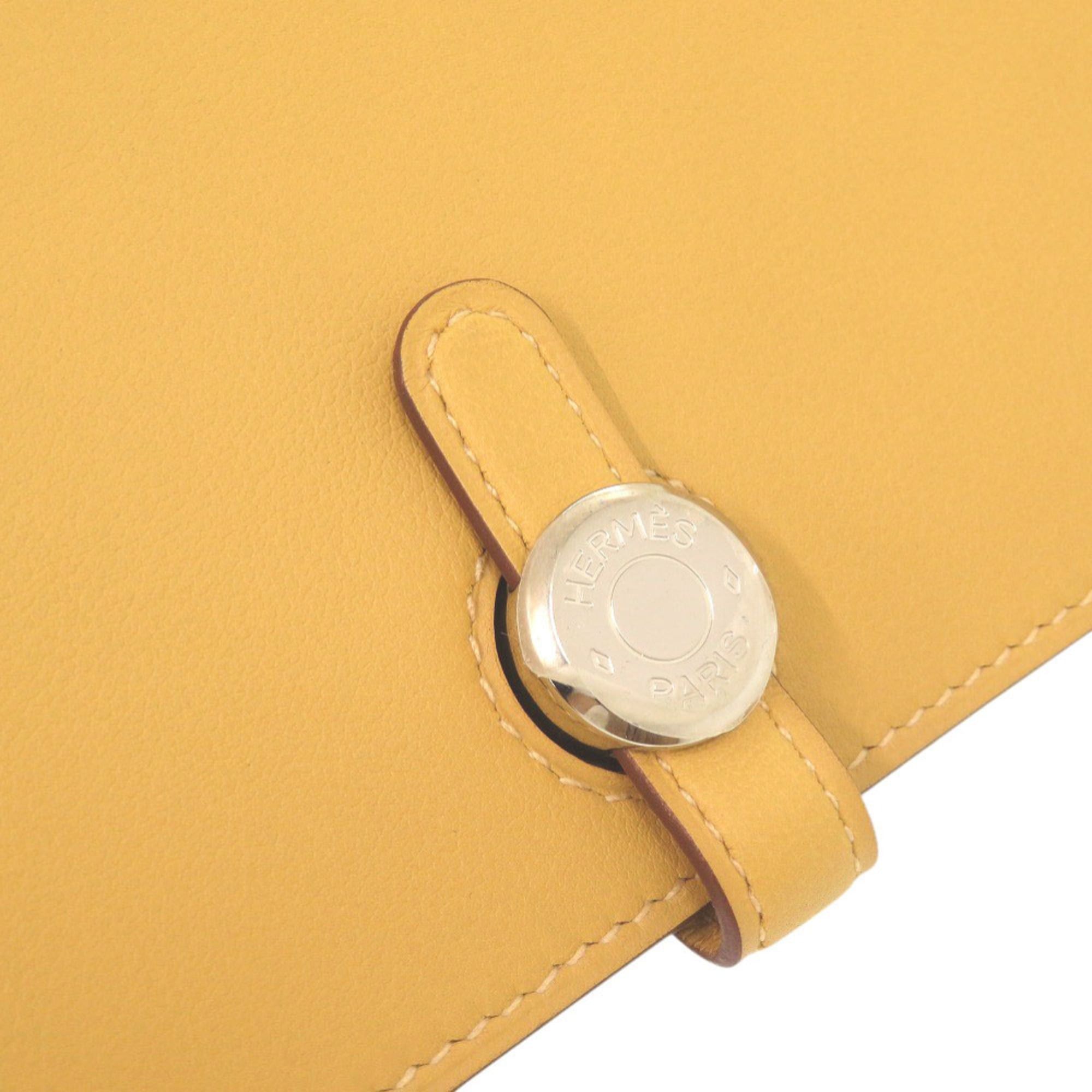 Hermes Unused Hermes Dogon GM wallet in Veau Swift leather, Jaune Ambre, silver hardware, X stamp (2016 production), yellow, 0325HERMES Size ONE SIZE - 10 Thumbnail