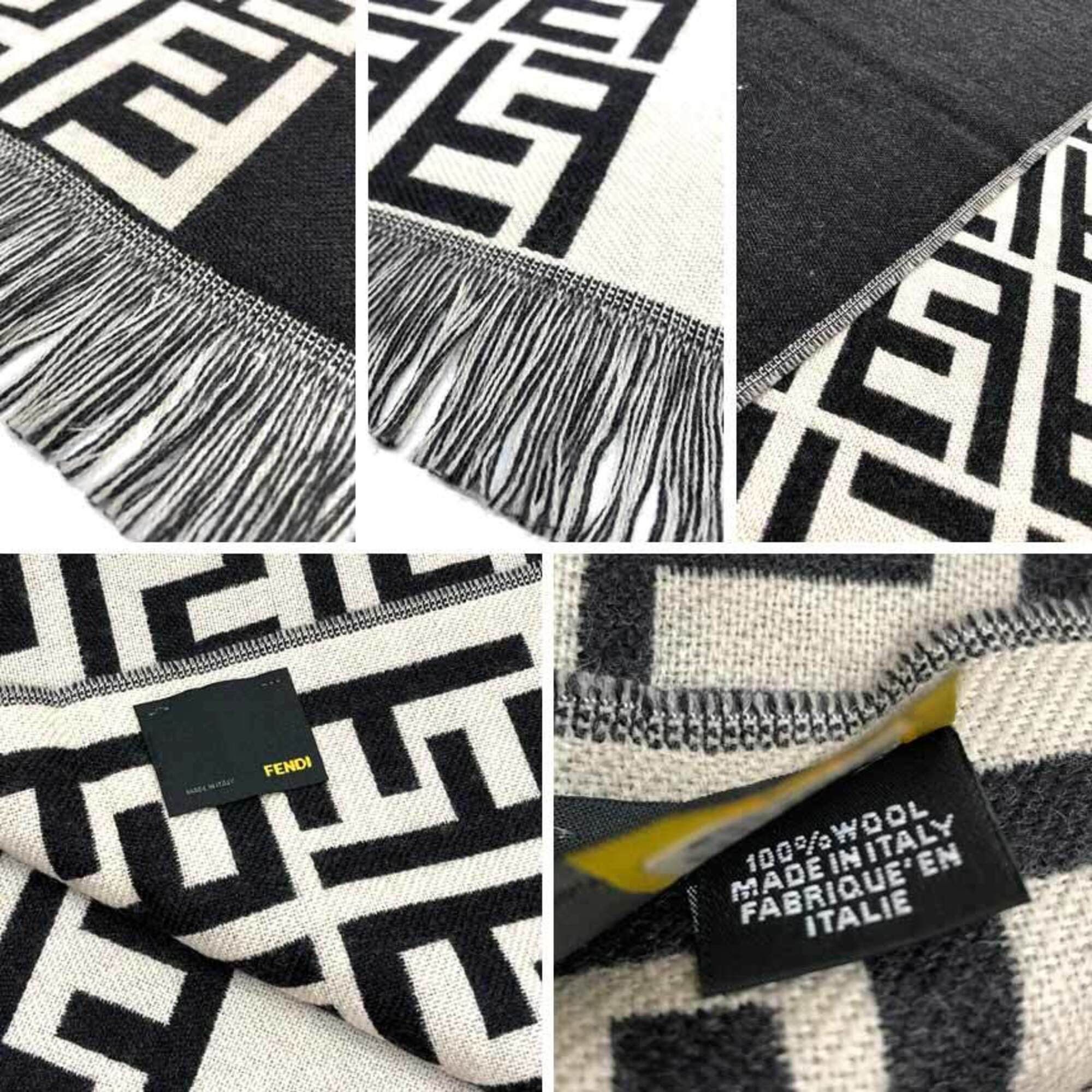 Fendi Fendi Zucca FF Scarf/Stole, Gray x White, Wool, Men's/Women's Size ONE SIZE - 3 Thumbnail