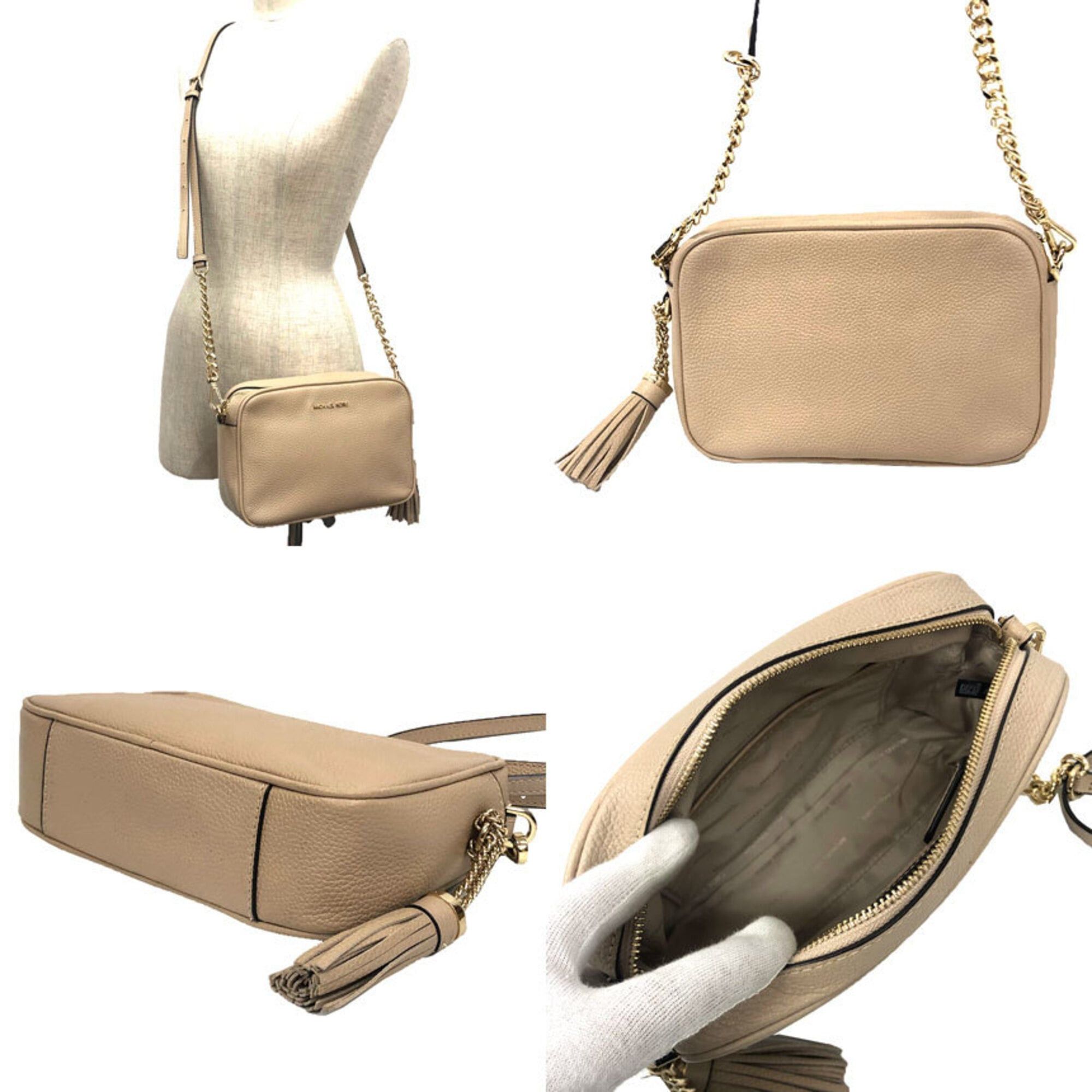 Michael Kors Michael Kors Leather Shoulder Bag Pouch 32F7GGNM8L Beige Women's Size ONE SIZE - 2 Thumbnail