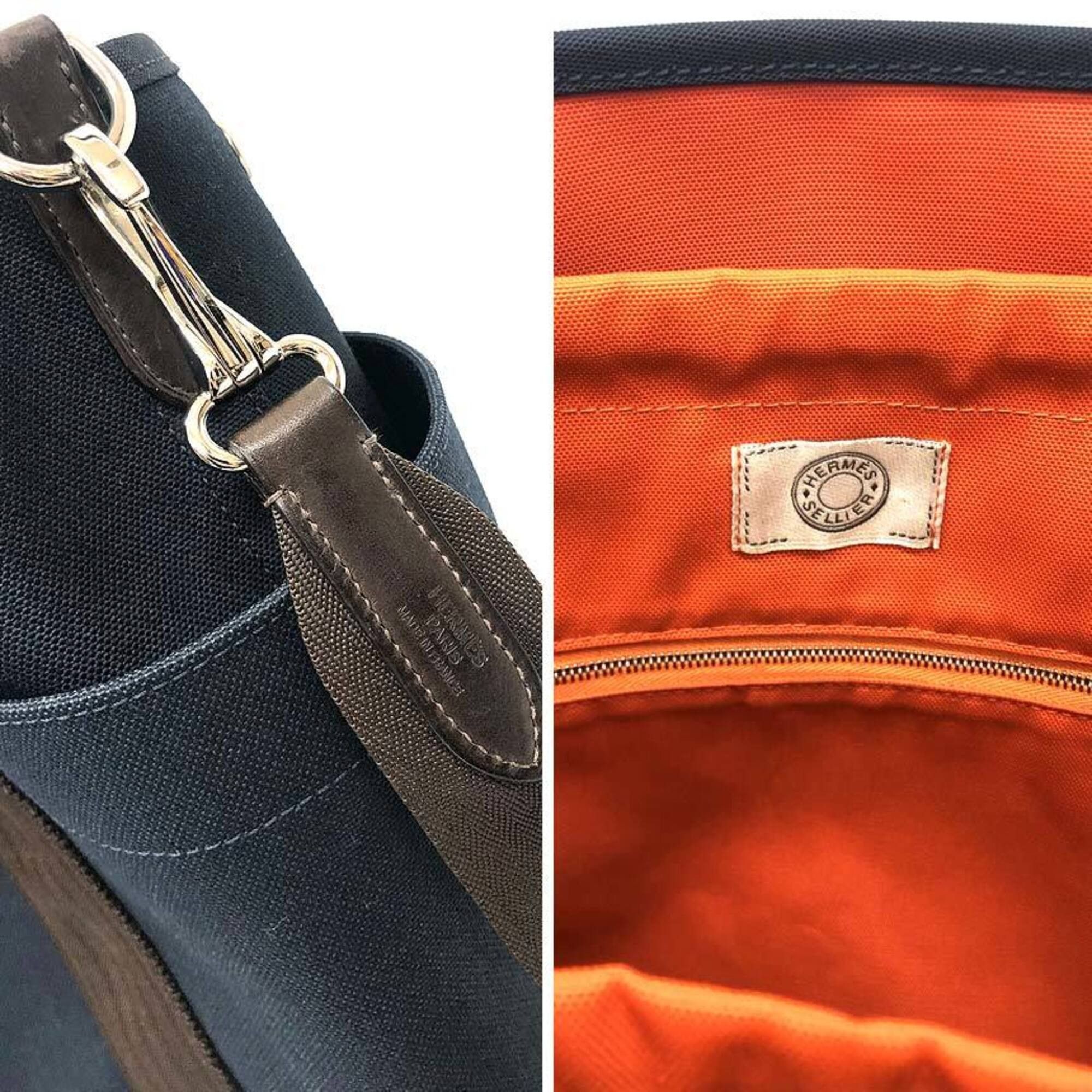 Hermes HERMES Sac de Pansage Groom Tote Bag Shoulder Toile Military Canvas Navy x Brown Y Stamp Men's Women's Size ONE SIZE - 4 Thumbnail