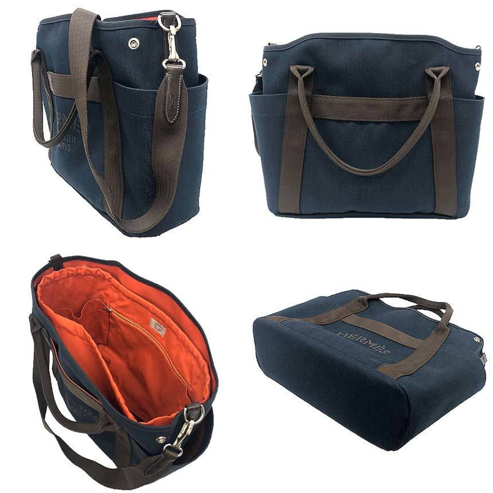Hermes HERMES Sac de Pansage Groom Tote Bag Shoulder Toile Military Canvas Navy x Brown Y Stamp Men's Women's Size ONE SIZE - 2 Thumbnail
