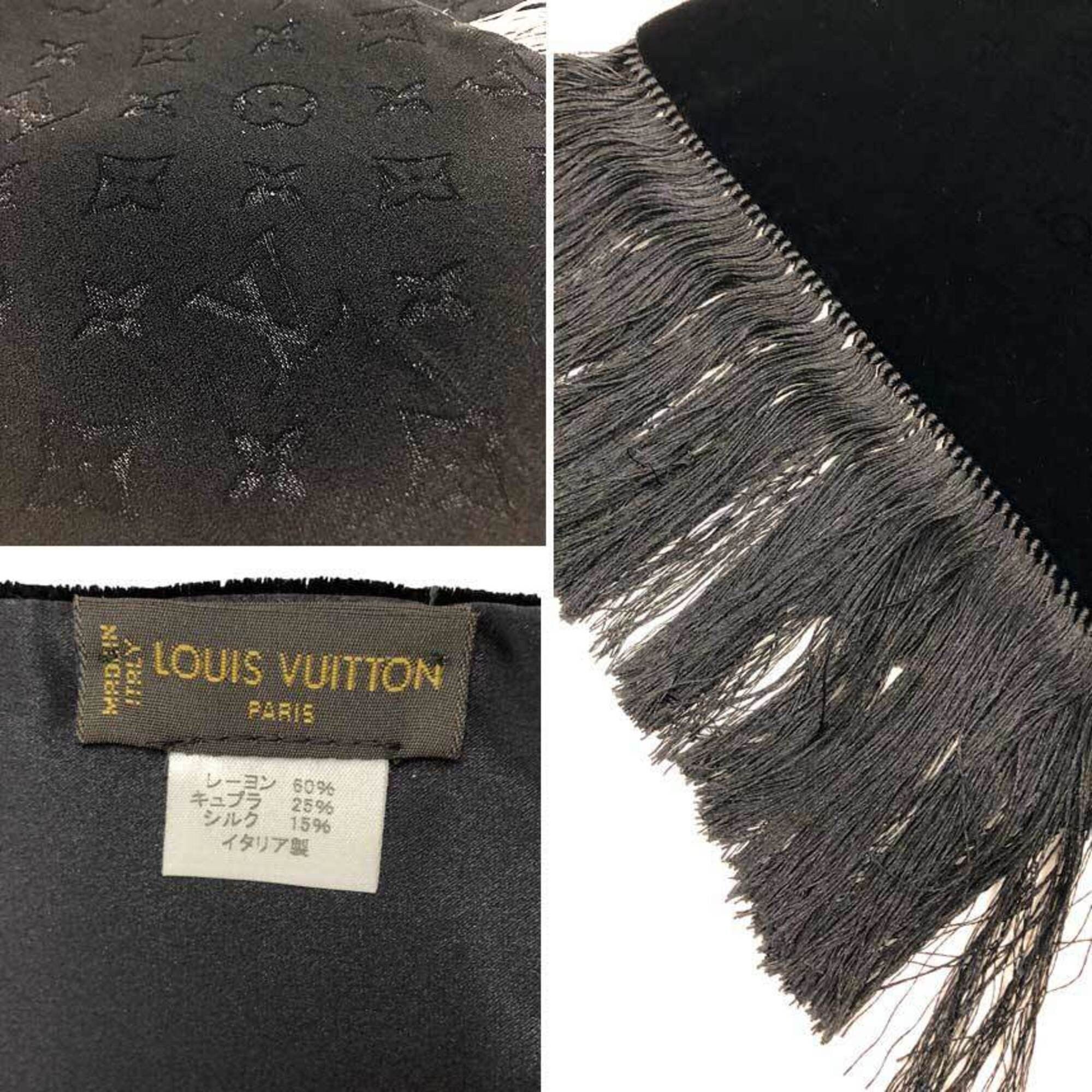 Louis Vuitton Louis Vuitton Monogram Velour Stole Scarf Echarpe Bleu M71994 Velvet Black Women's Size ONE SIZE - 3 Thumbnail