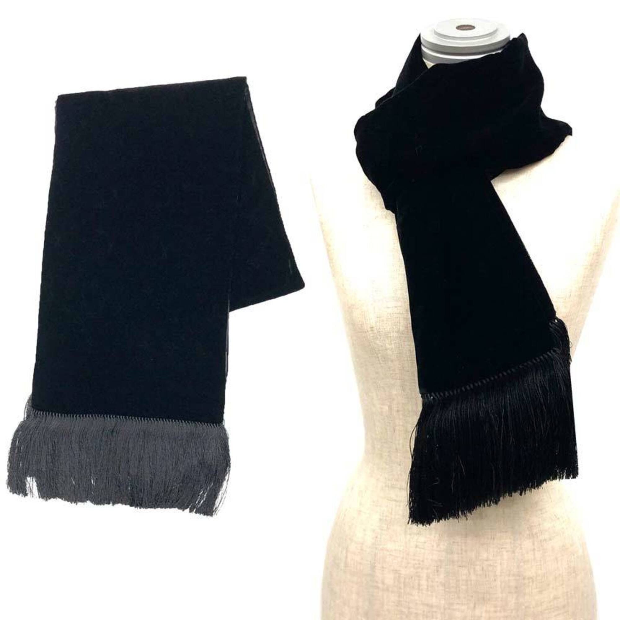Louis Vuitton Louis Vuitton Monogram Velour Stole Scarf Echarpe Bleu M71994 Velvet Black Women's Size ONE SIZE - 2 Thumbnail