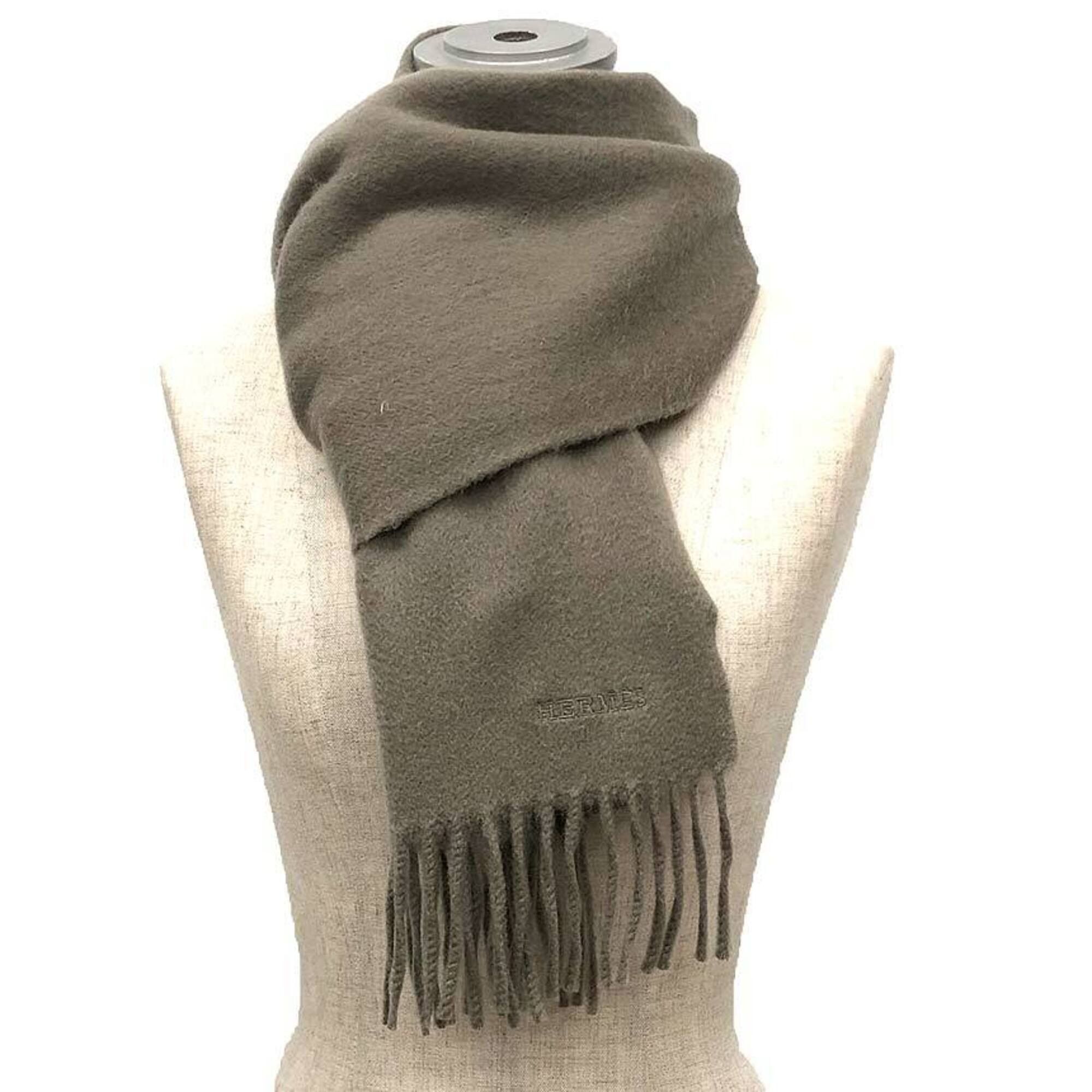 Hermes HERMES Unie Brod'ee Cashmere Scarf, Etoupe, Men's/Women's Scarf Size ONE SIZE - 2 Thumbnail