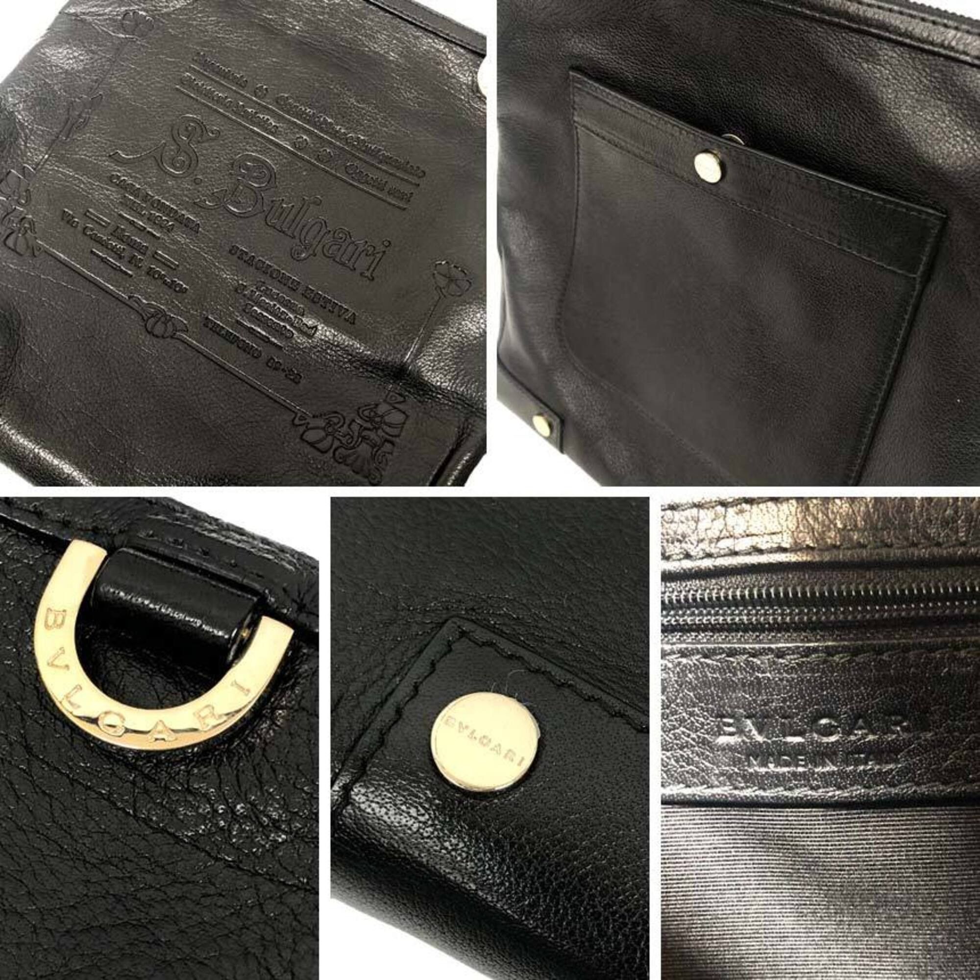 Bvlgari Bulgari BVLGARI Leather Shoulder Bag Collezione Black Size ONE SIZE - 3 Thumbnail