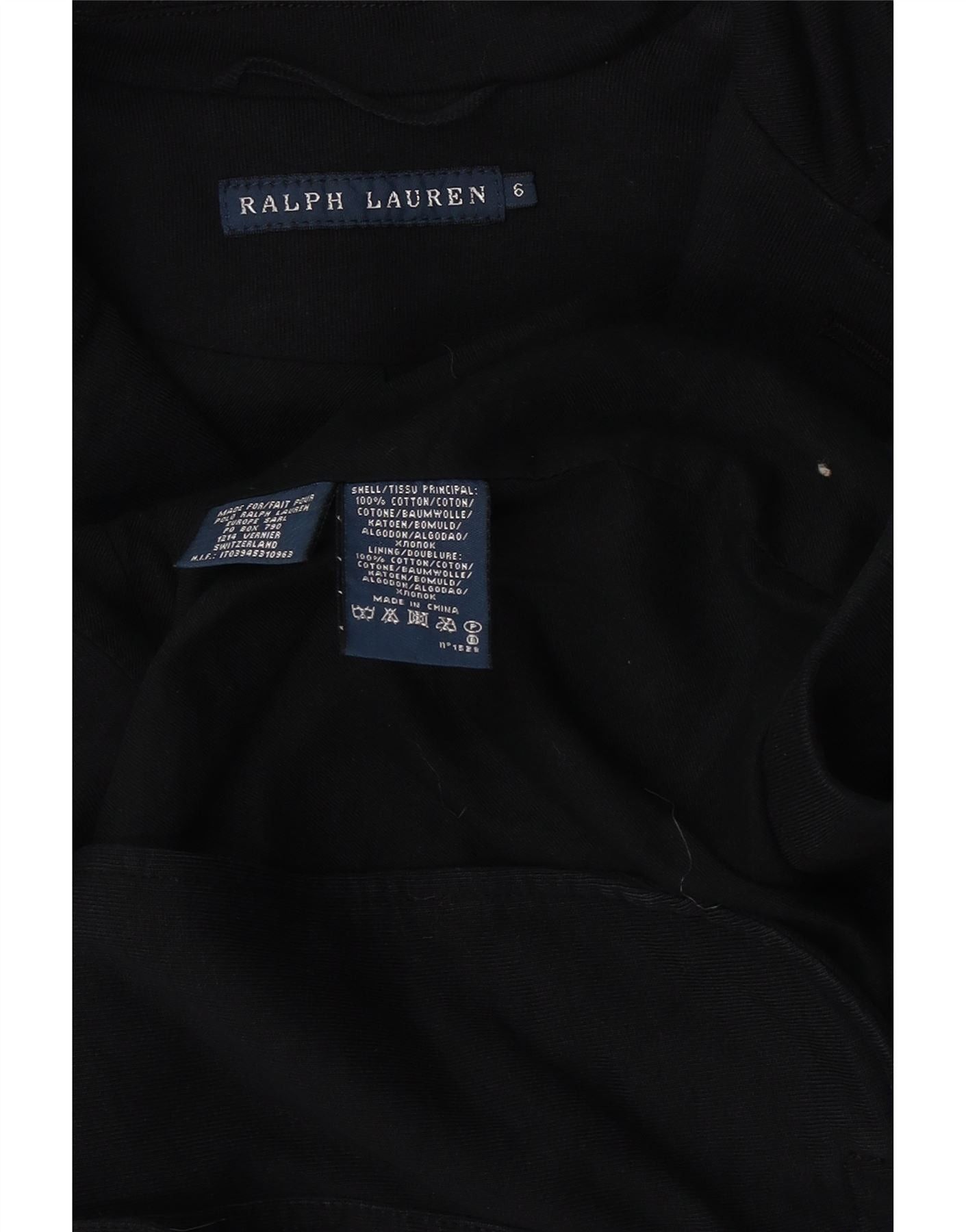 Ralph Lauren Womens 3 Button Blazer Jacket US 6 Medium Black Cotton Size XS / US 0-2 / IT 36-38 - 3 Thumbnail