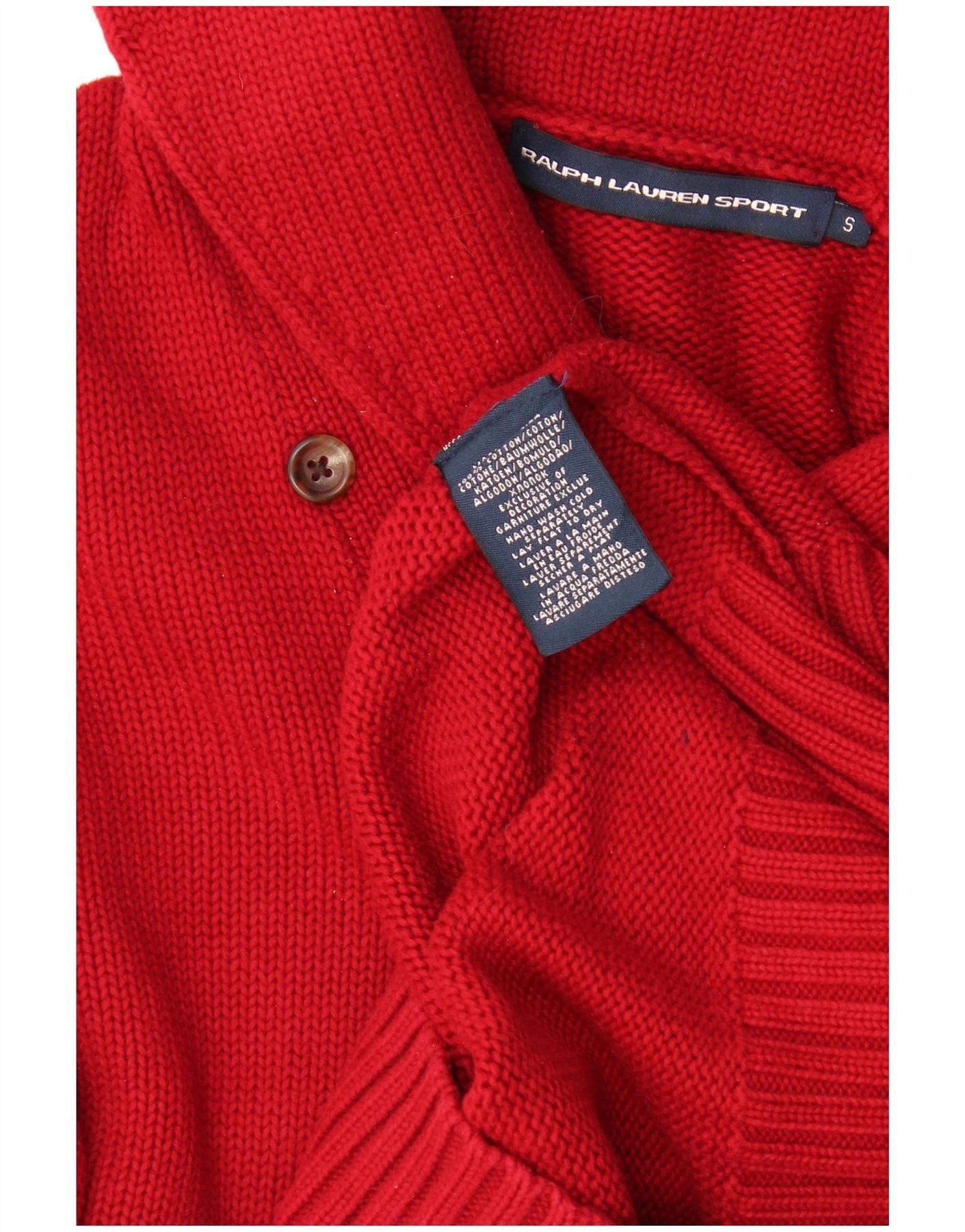 Ralph Lauren Womens Shawl Neck Jumper Sweater UK 8 Small Red Cotton Size S / US 4 / IT 40 - 4 Thumbnail