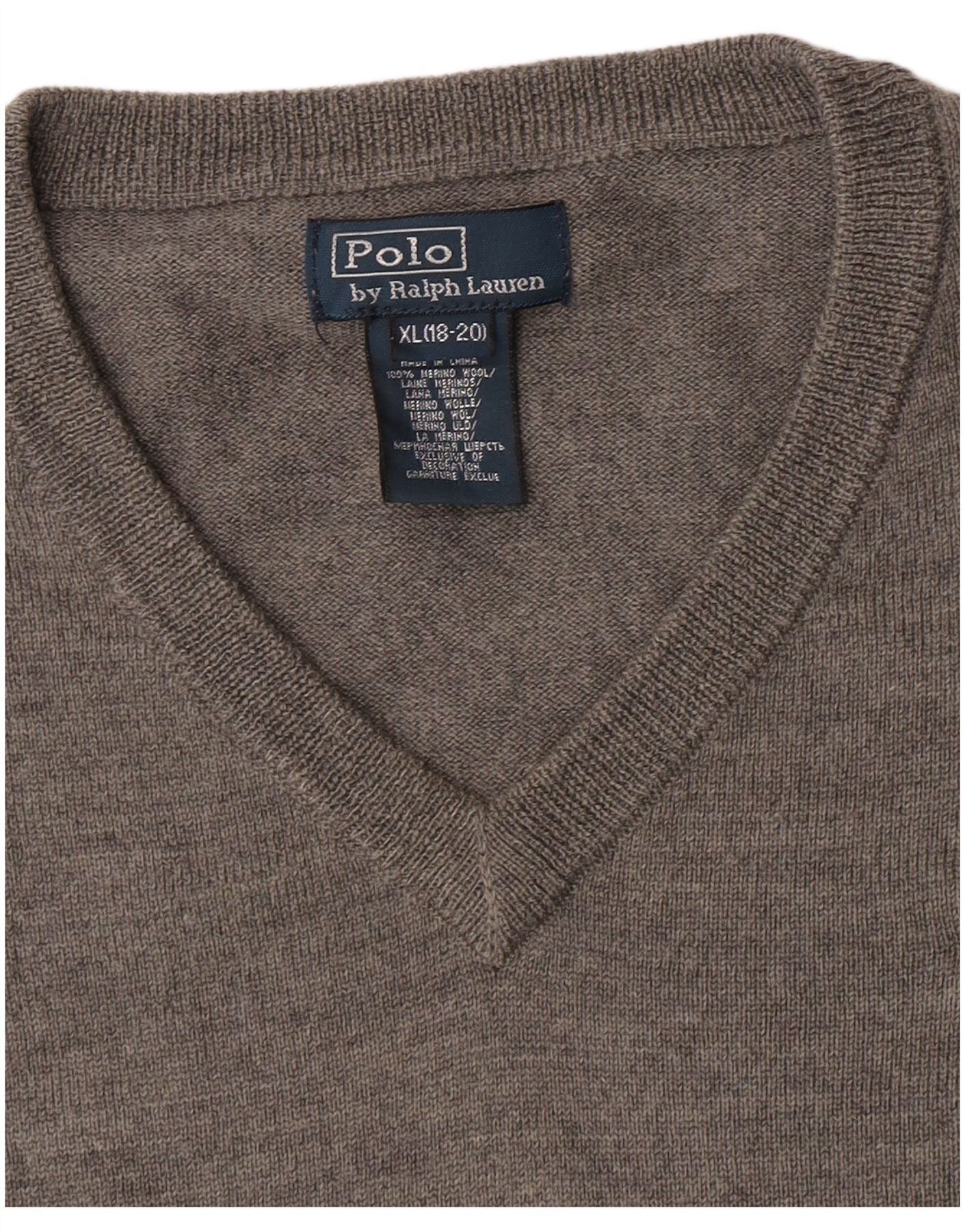 Polo Ralph Lauren Boys V-Neck Jumper Sweater 15-16 Years XL Grey Size ONE SIZE - 4 Thumbnail
