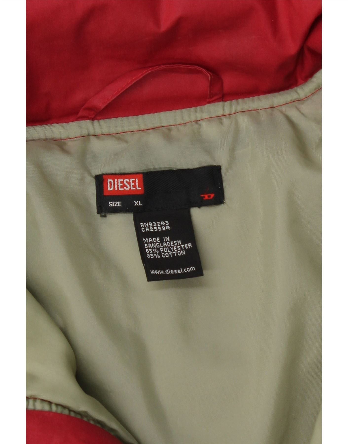 Diesel Mens Padded Jacket UK 42 XL Red Polyester Size US L / EU 52-54 / 3 - 3 Thumbnail